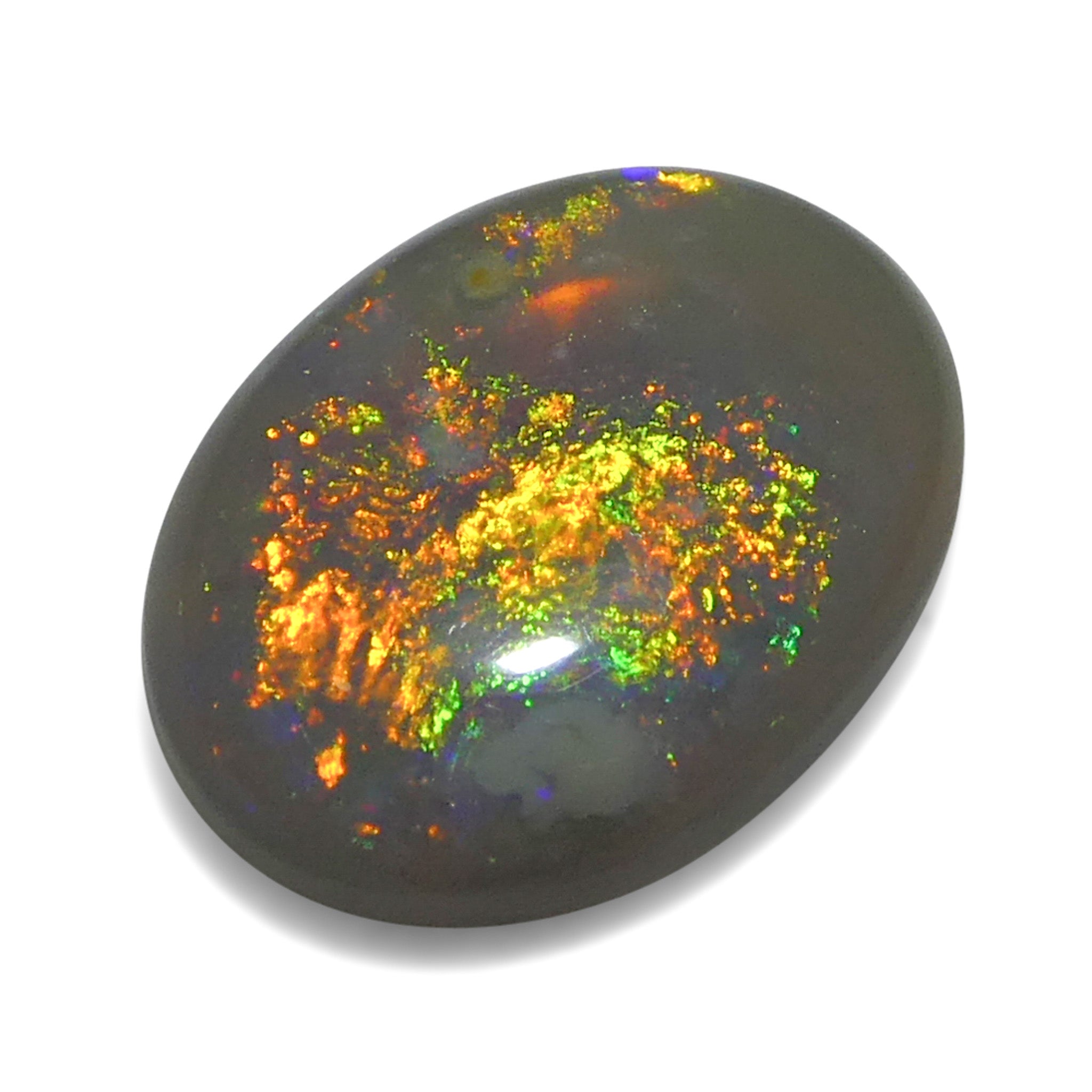0.72ct Gray Oval Cabochon Opal from Australia, natural gemstone with play of color by SkyJems Canadian gem experts