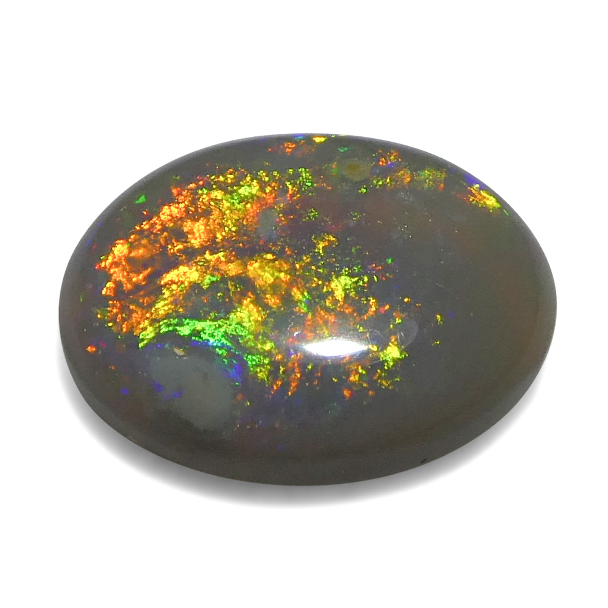 0.72ct Gray Oval Cabochon Opal from Australia, rare gemstone with play of color by SkyJems Canadian gem experts