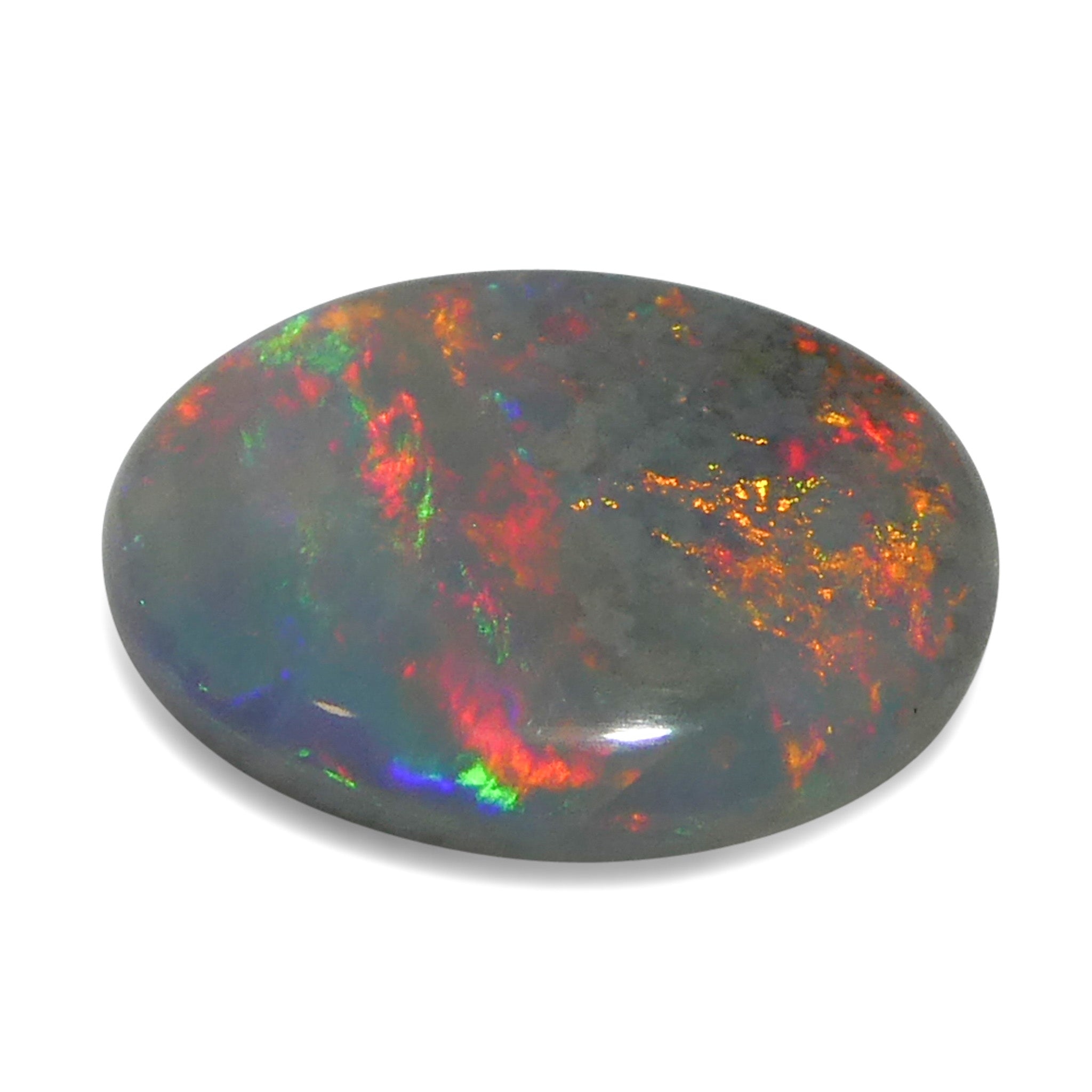 0.54ct Gray Oval Cabochon Opal from Australia, rare gemstone with play of color by SkyJems Canadian gem experts