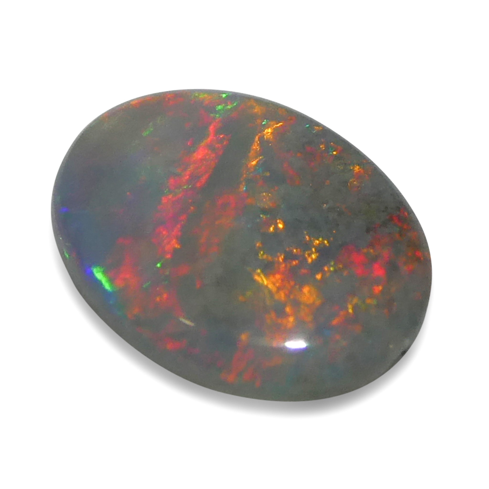 0.54ct Gray Oval Cabochon Opal from Australia, rare gemstone with play of color by SkyJems Canadian gem experts