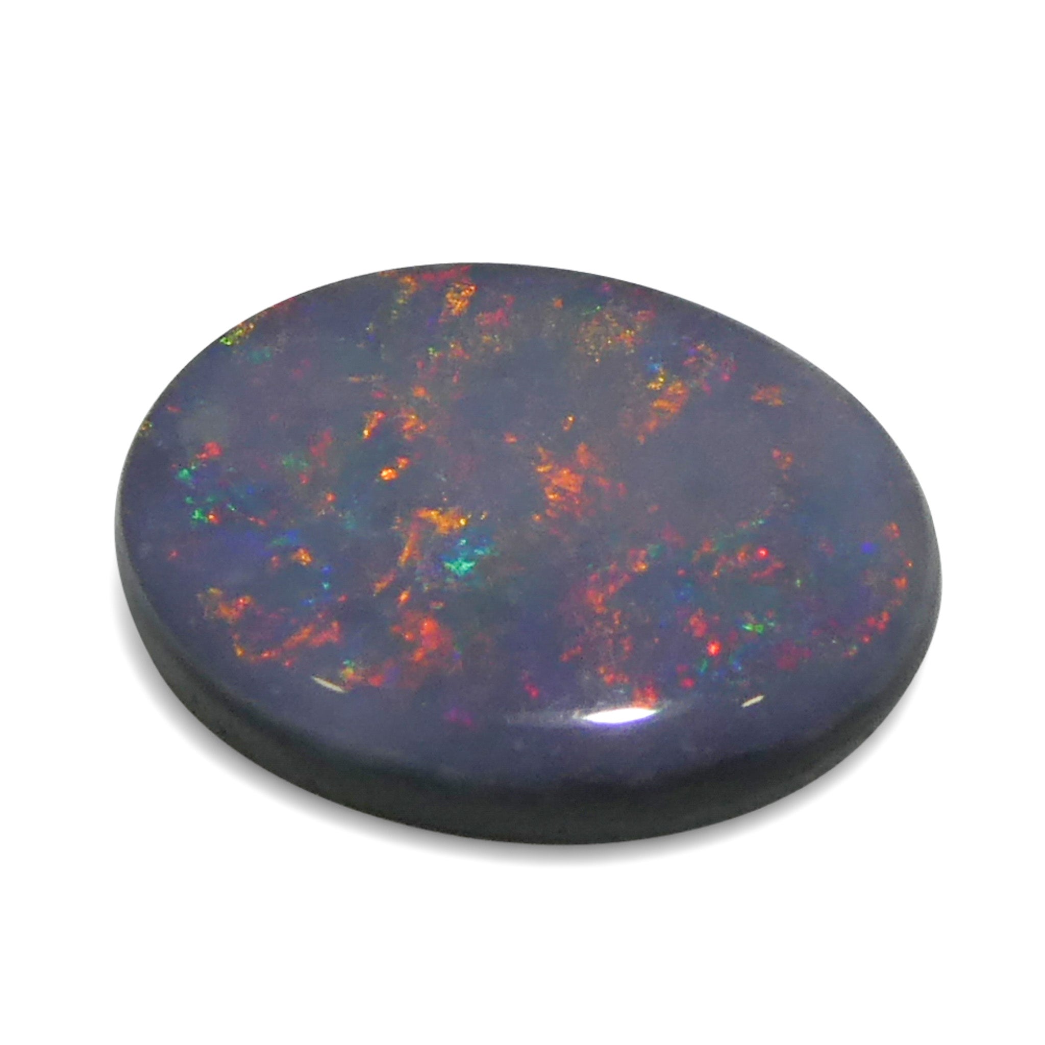0.62ct Gray Australian Opal Cabochon with Play of Color from SkyJems, premium oval gemstone with multi-hued brilliance