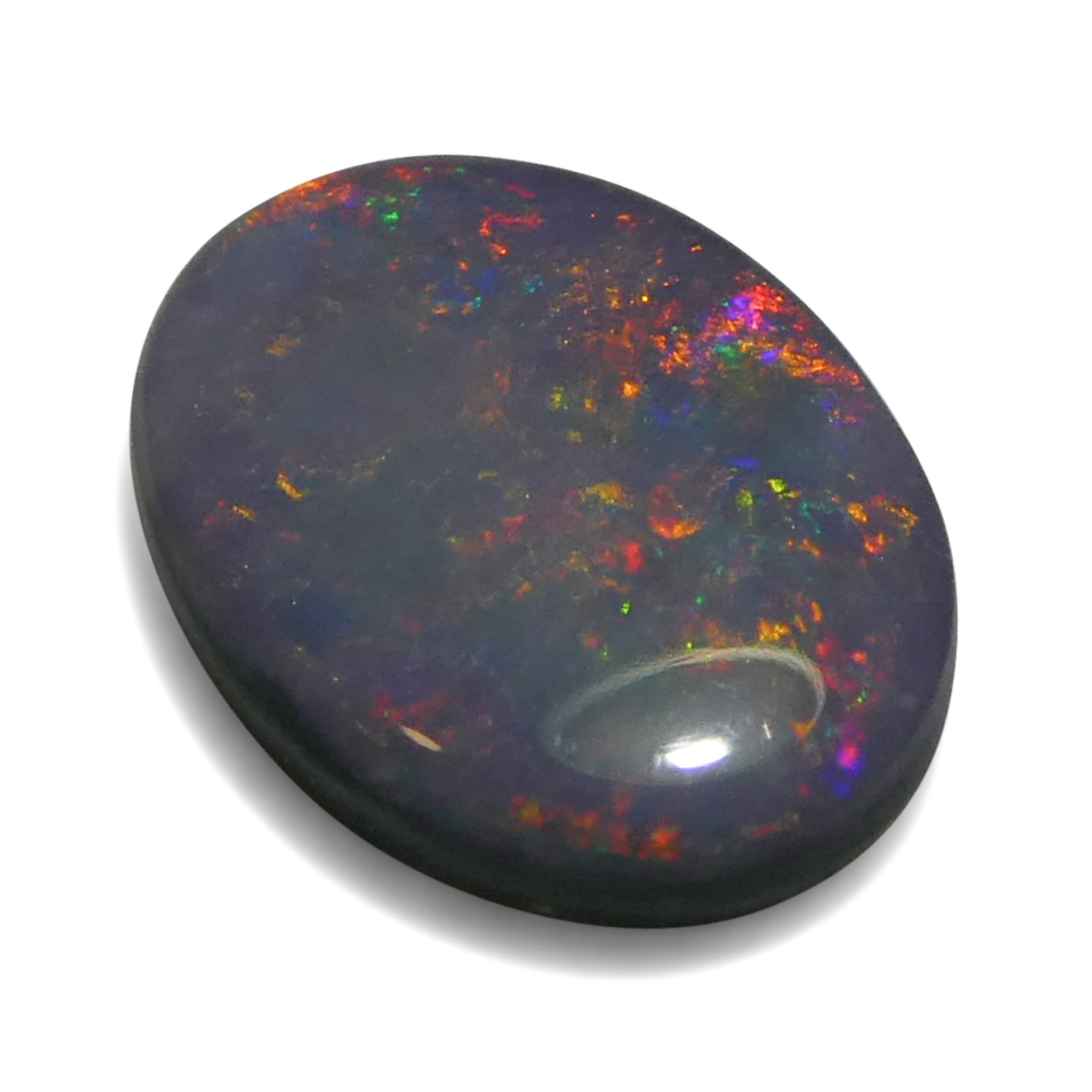 0.62ct Gray Oval Cabochon Opal from Australia, rare gemstone with play of color by SkyJems Canadian gem experts