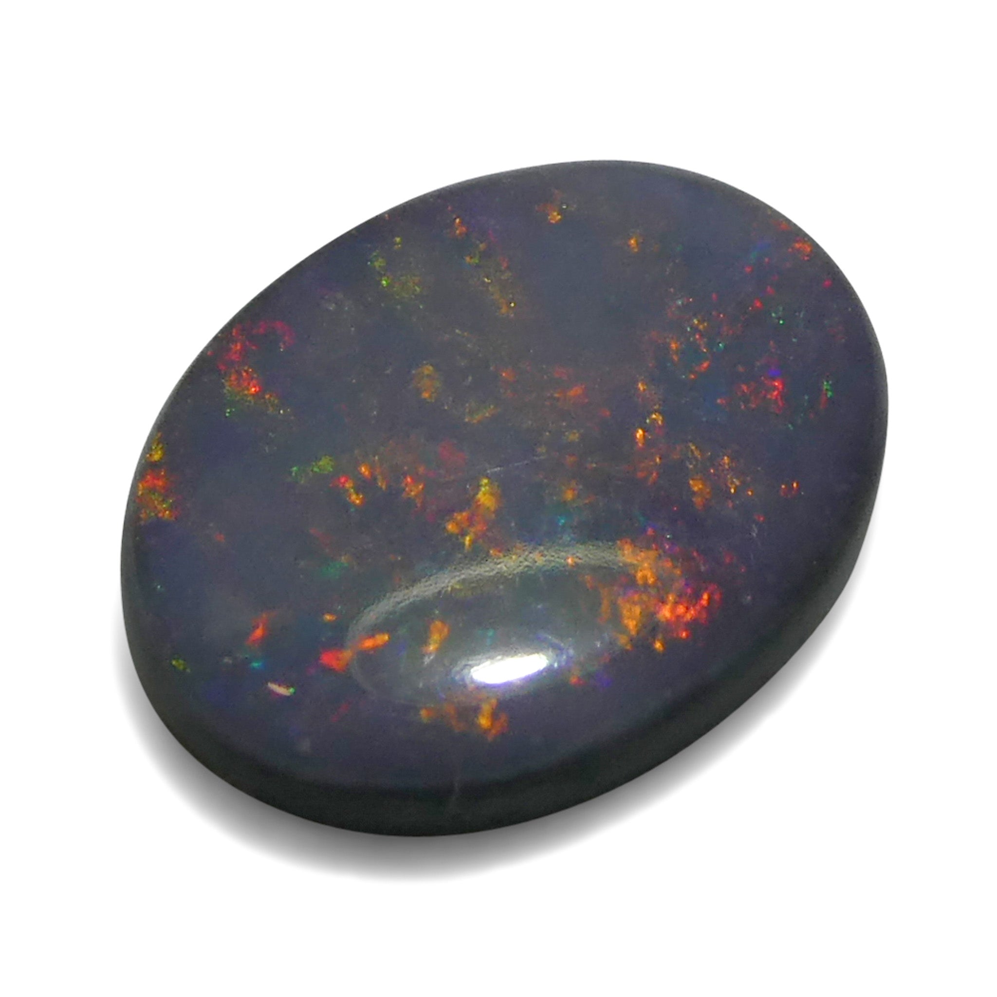 0.62ct Gray Oval Cabochon Opal from Australia, rare gemstone with play of color by SkyJems Canadian gem experts