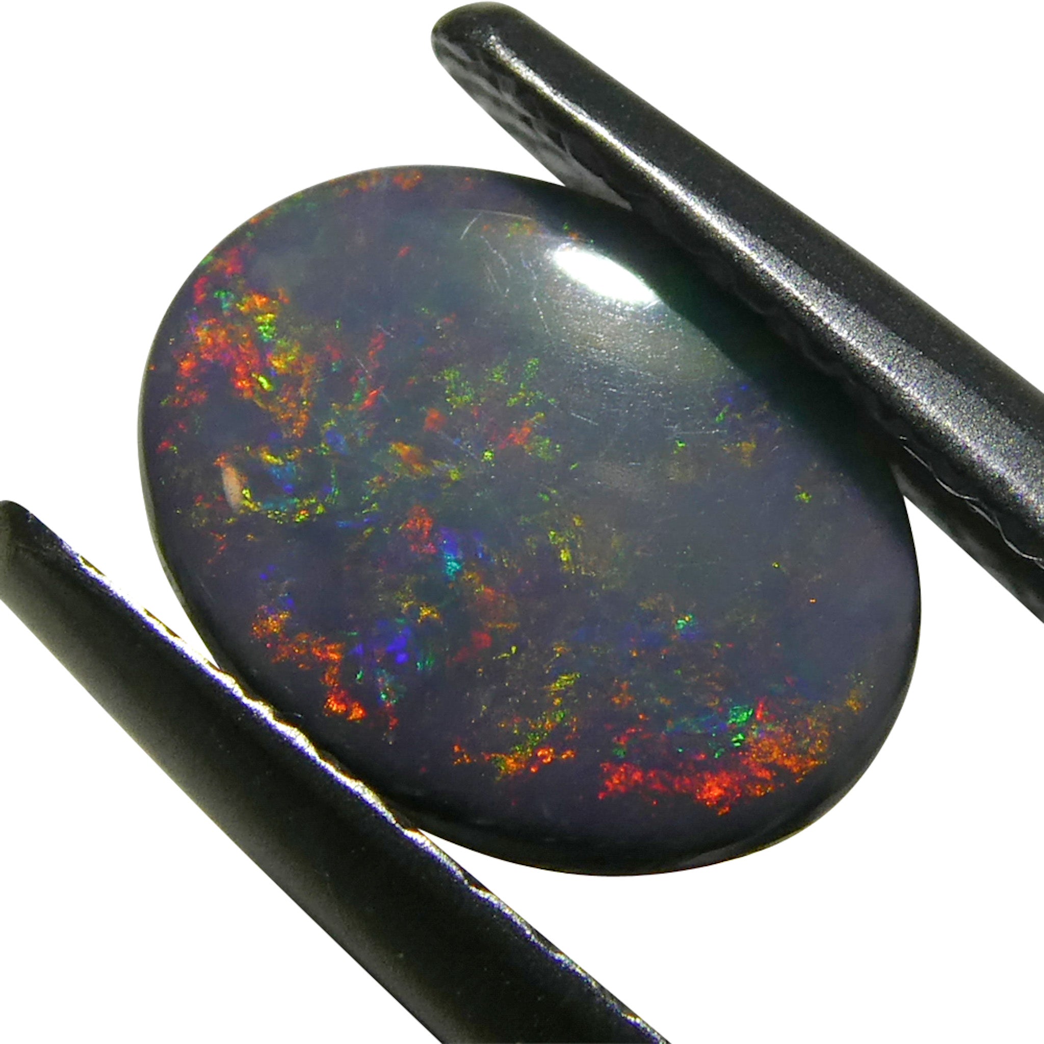 0.62ct Gray Oval Cabochon Opal from Australia, rare gemstone with play of color by SkyJems Canadian gem experts