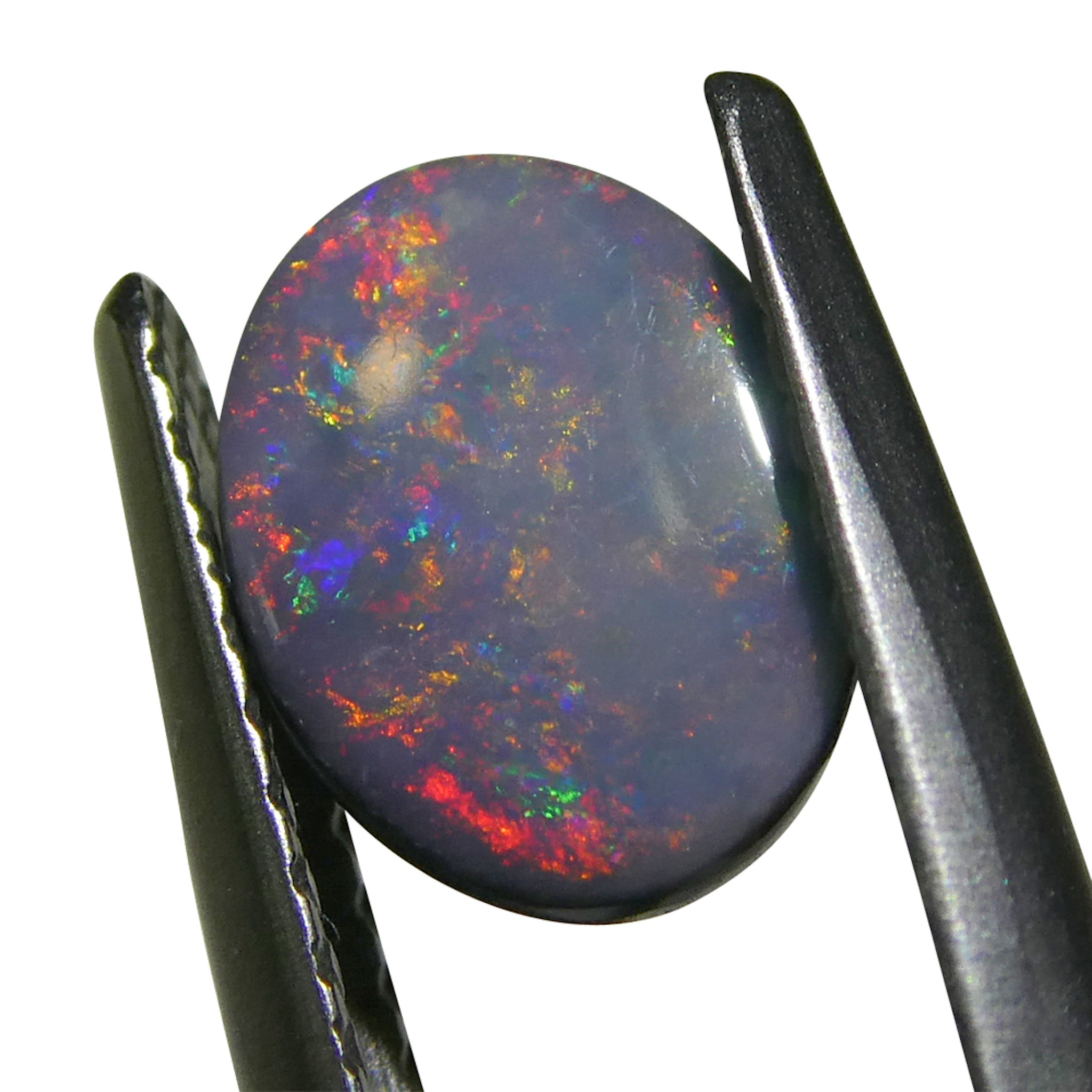 0.62ct Gray Oval Cabochon Opal from Australia, rare gemstone with play of color by SkyJems Canadian gem experts