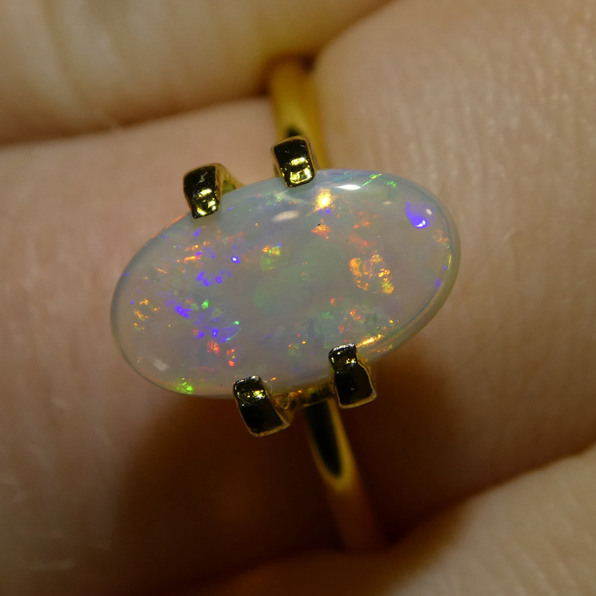 1.32ct White Opal Cabochon from Australia with Play of Color | Premium Gemstone by SkyJems Canadian Gem Specialists