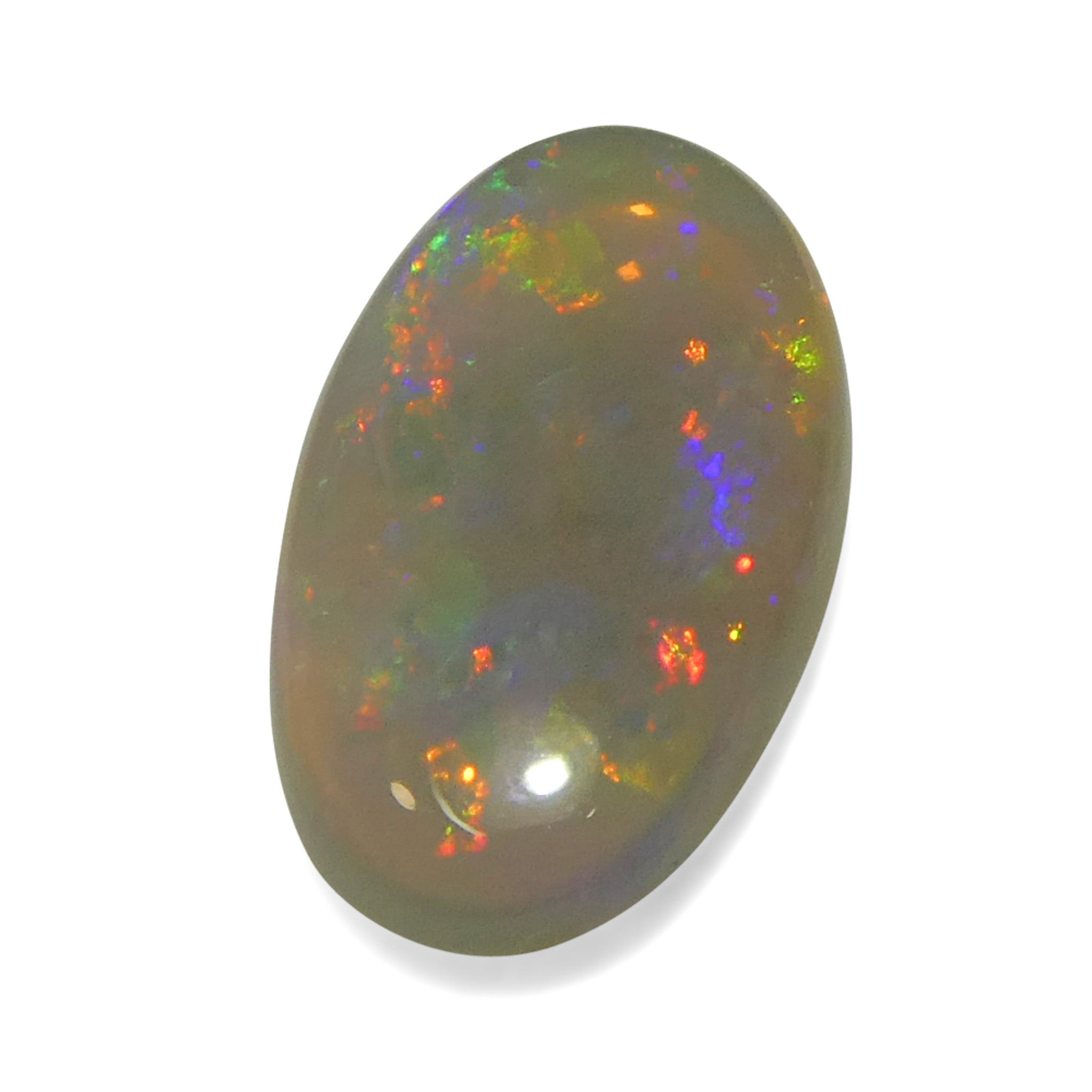 1.32ct White Oval Cabochon Opal from Australia, multi-color play of light, premium gemstone by SkyJems Canadian gem experts