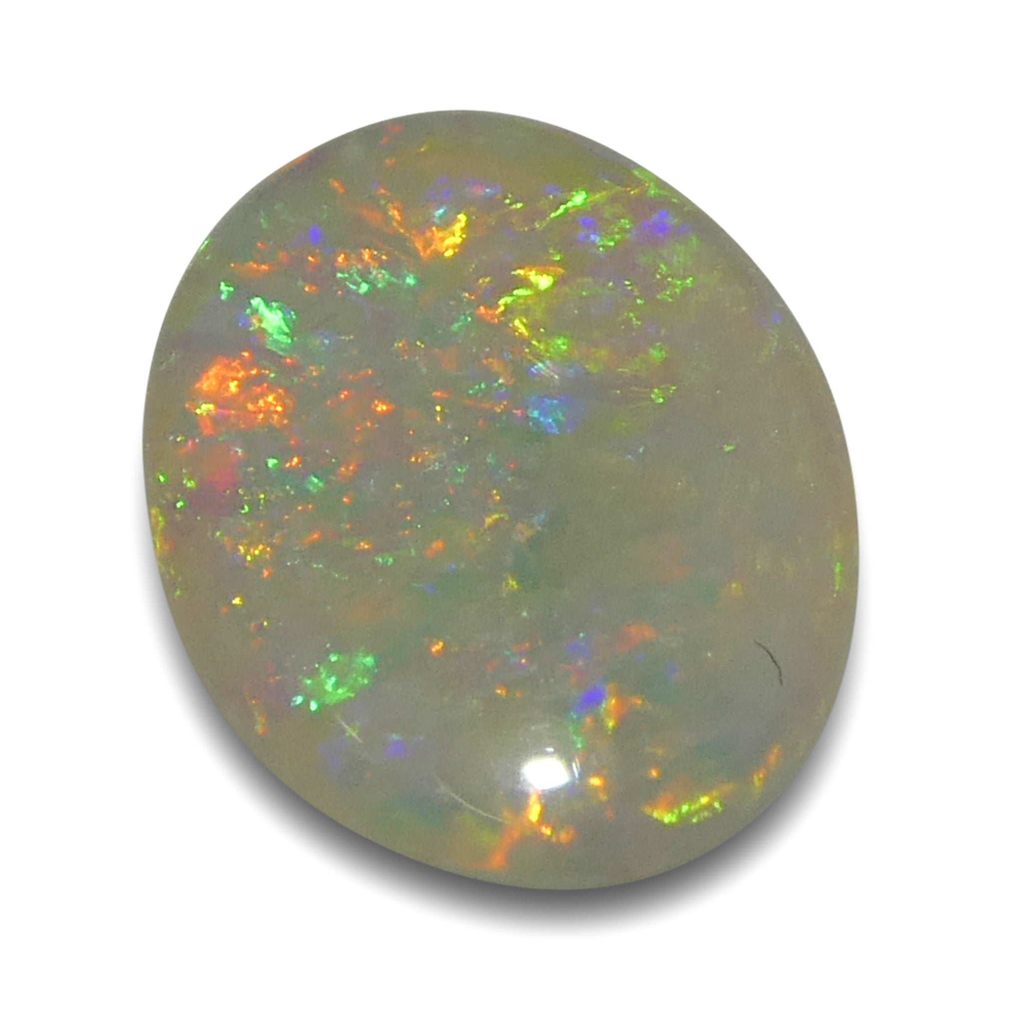 0.55ct White Oval Cabochon Opal from Australia, premium gemstone by SkyJems Canadian gem specialists