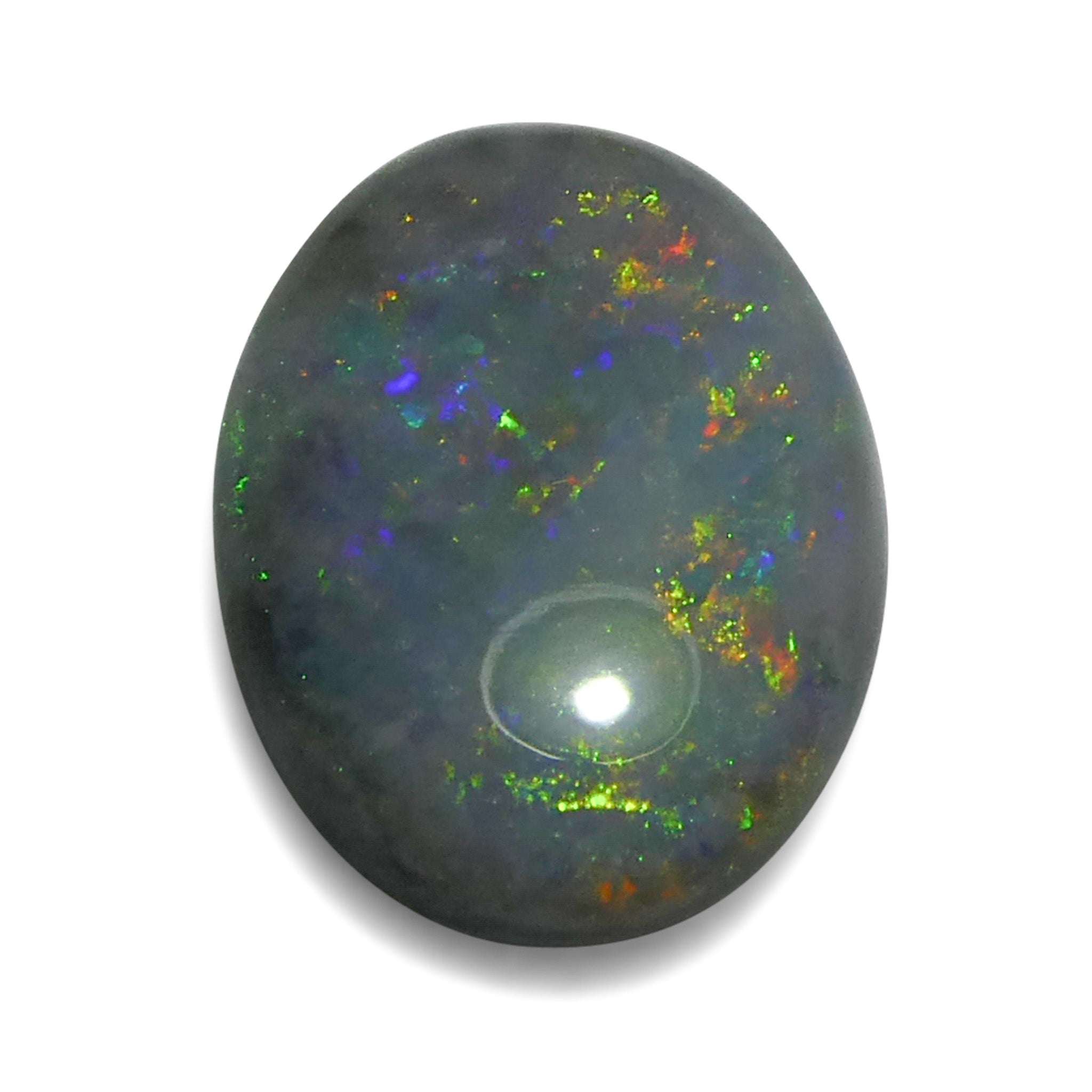 0.64ct Gray Oval Cabochon Opal from Australia, rare gemstone with play of color by SkyJems Canadian gem experts