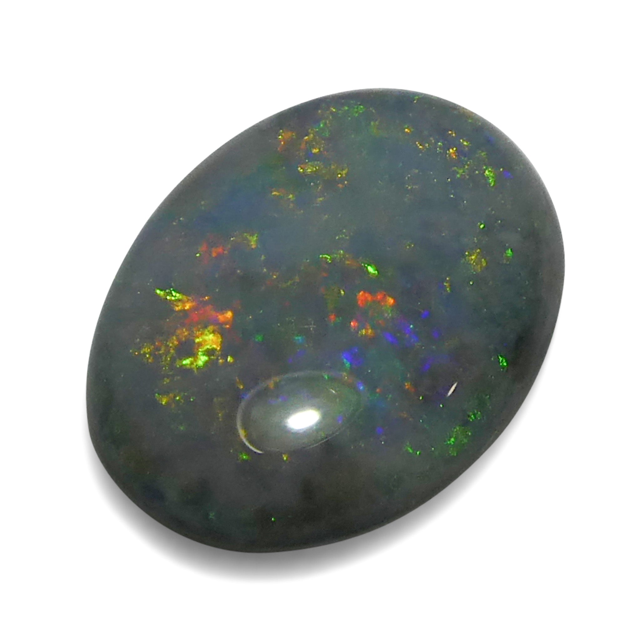 0.64ct Gray Oval Cabochon Opal from Australia, rare gemstone with play of color by SkyJems Canadian gem experts