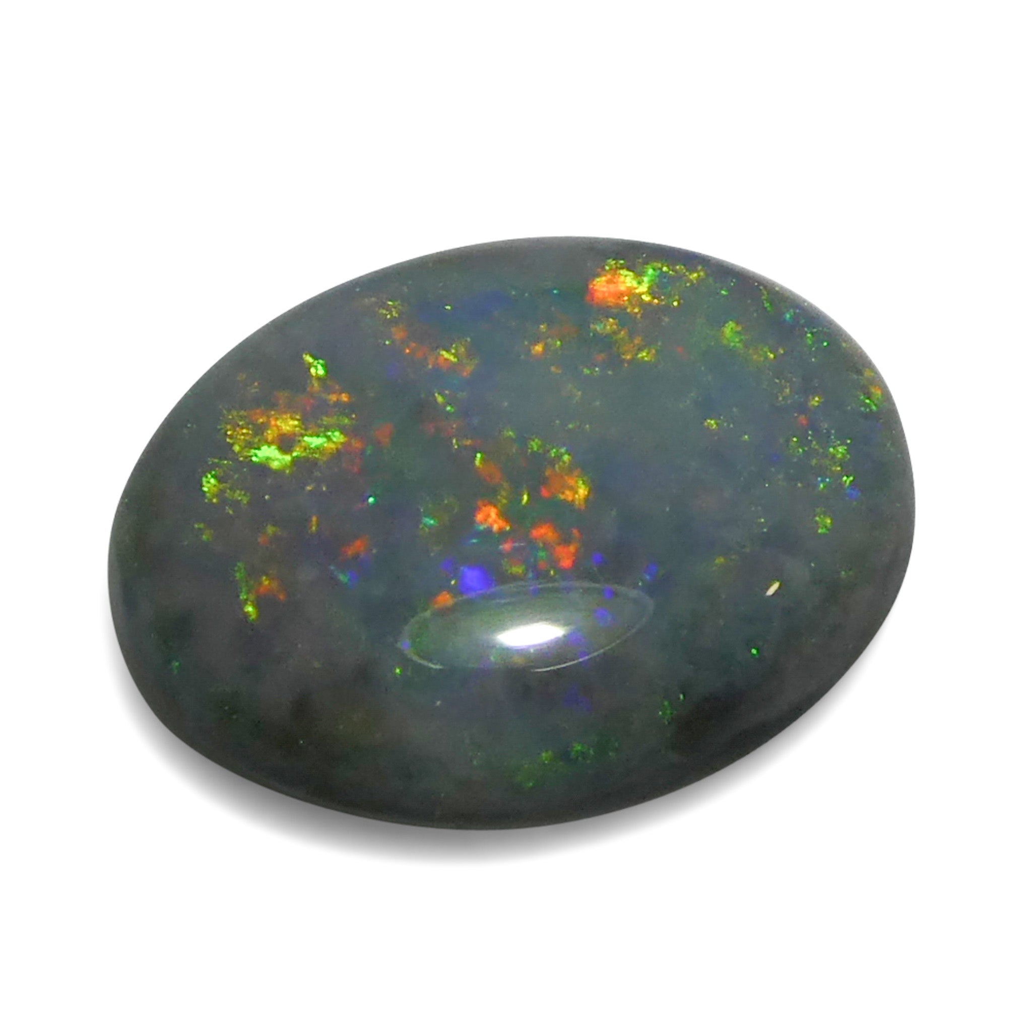 0.64ct Gray Oval Cabochon Opal from Australia, rare gemstone with play of color by SkyJems Canadian gem experts