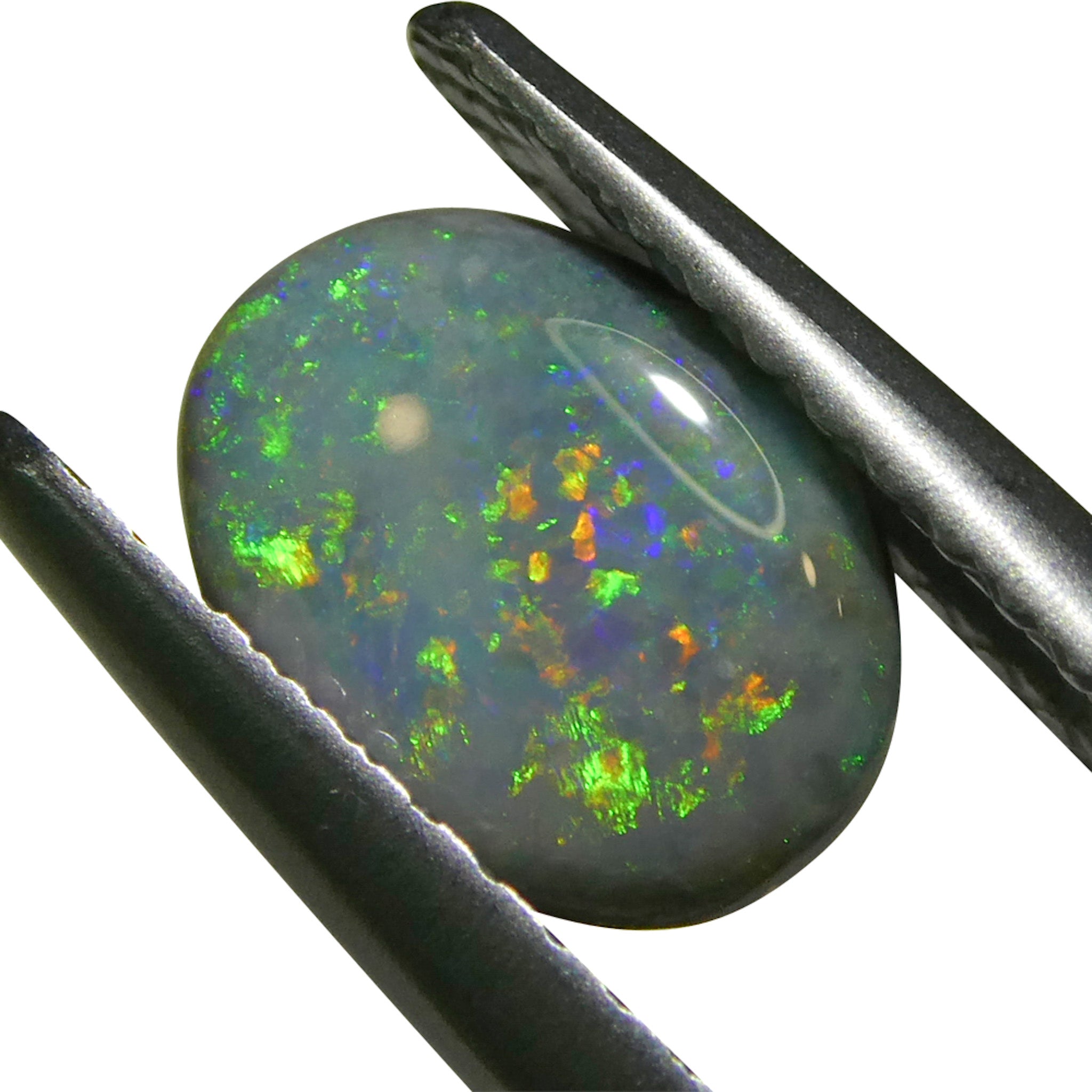 0.64ct Gray Oval Cabochon Opal from Australia, rare gemstone with play of color by SkyJems Canadian gem experts