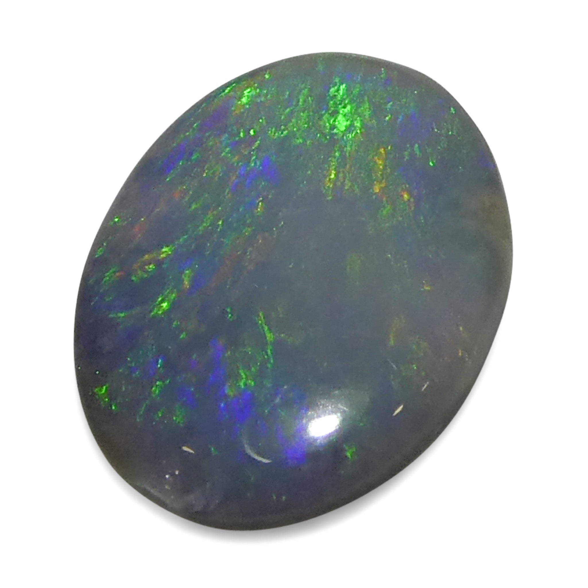 0.47ct White Oval Cabochon Opal from Australia with Play of Color, premium gemstone by SkyJems Canadian gem experts