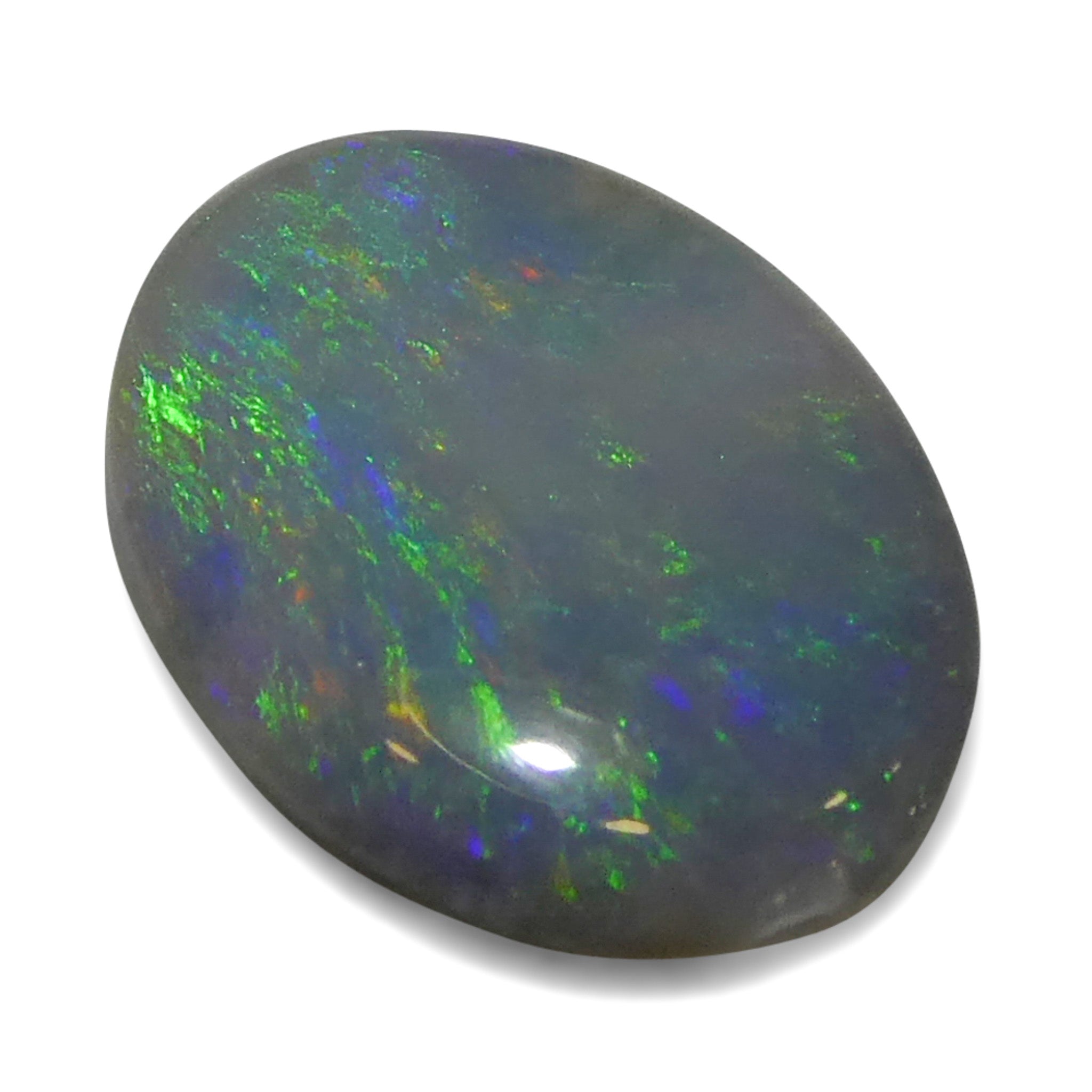 0.47ct White Oval Cabochon Opal from Australia with Play of Color | Premium Gemstone by SkyJems