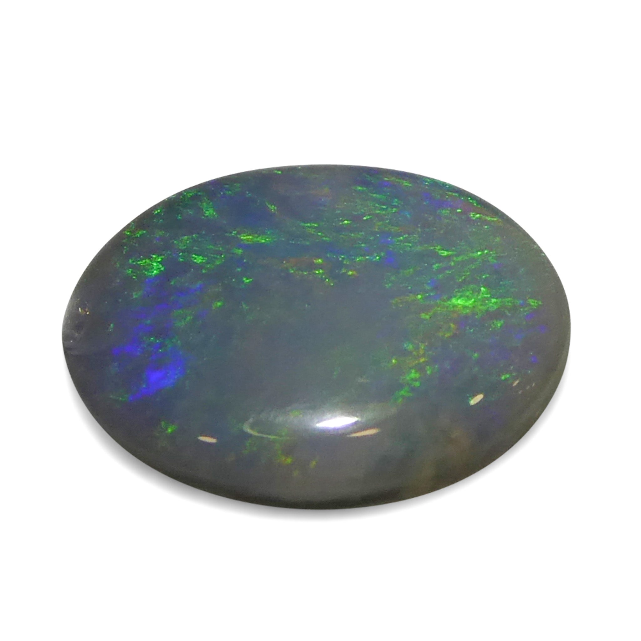 0.47ct White Oval Cabochon Opal from Australia with Play of Color, premium gemstone by SkyJems Canadian gem experts