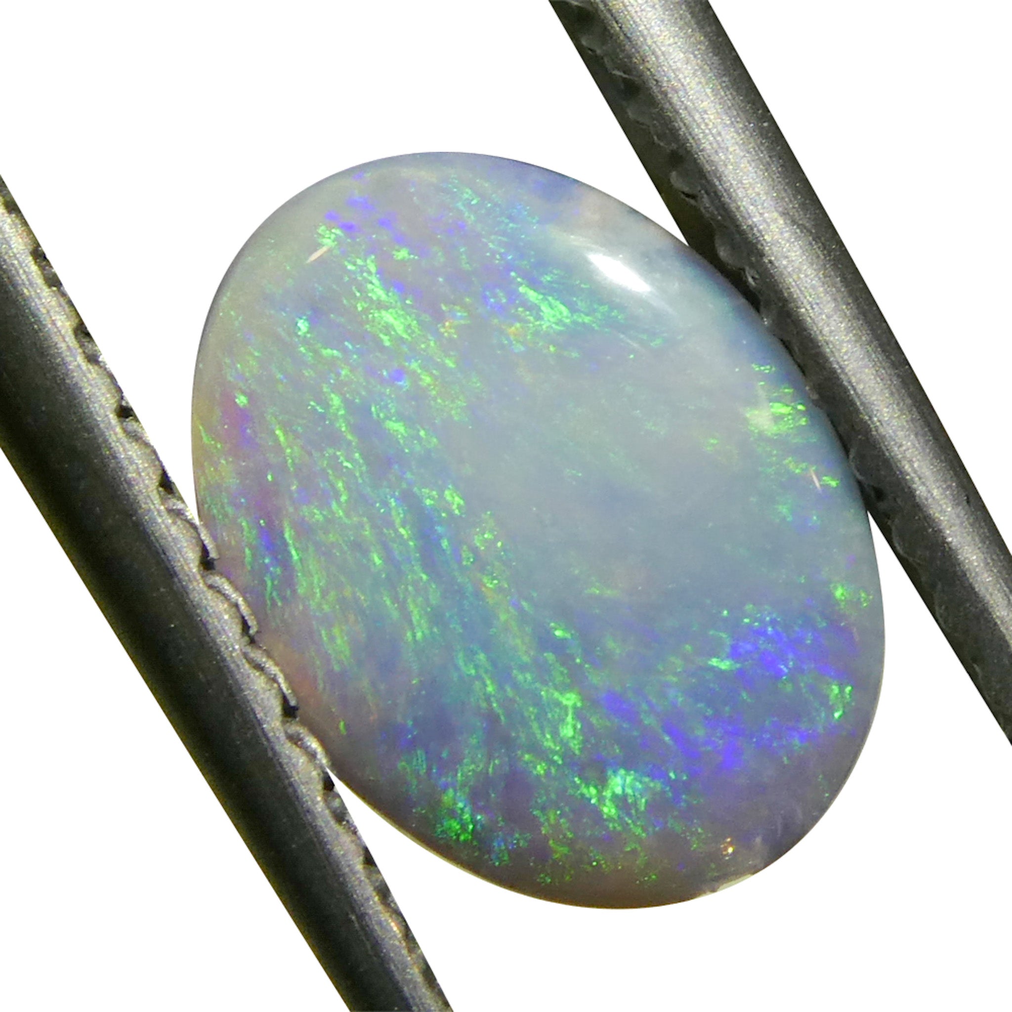 0.47ct White Oval Cabochon Opal from Australia with Play of Color, premium gemstone by SkyJems Canadian gem experts