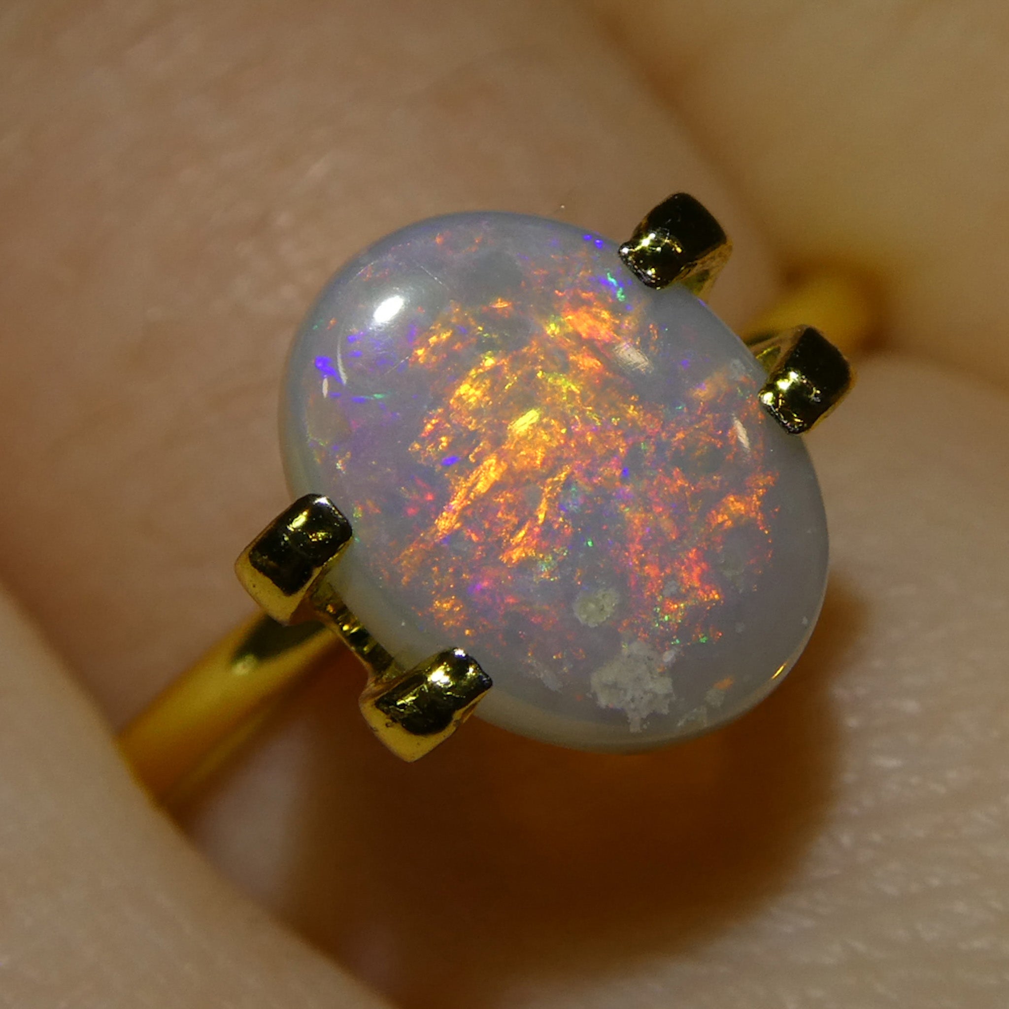 1.36ct Gray Oval Cabochon Opal from Australia, rare gem with play of color by SkyJems Canadian gemstone experts