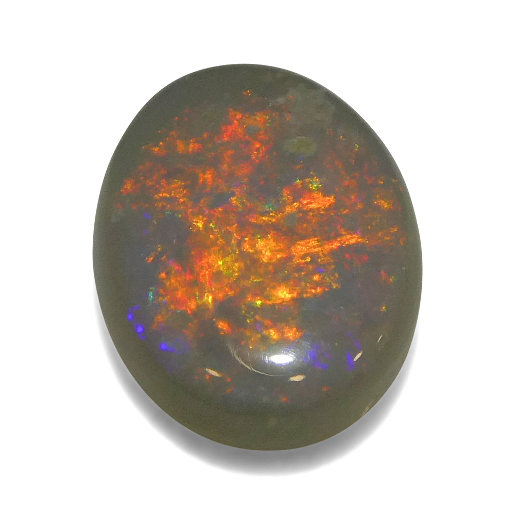 1.36ct Gray Oval Cabochon Opal from Australia, rare gemstone with play of color by SkyJems Canadian gem experts