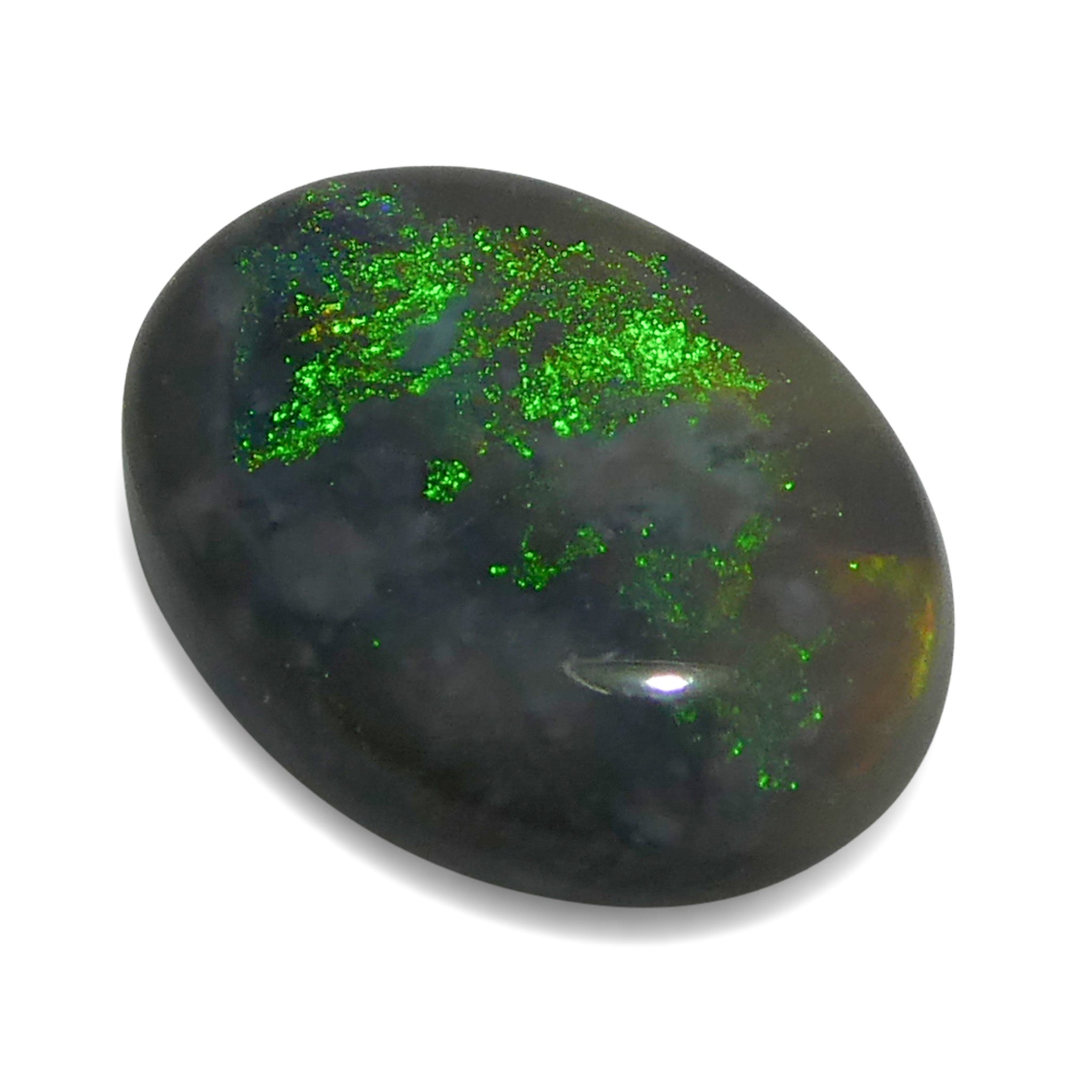 0.8ct Gray Oval Cabochon Opal from Australia, rare gemstone with play of color by SkyJems Canadian gem experts