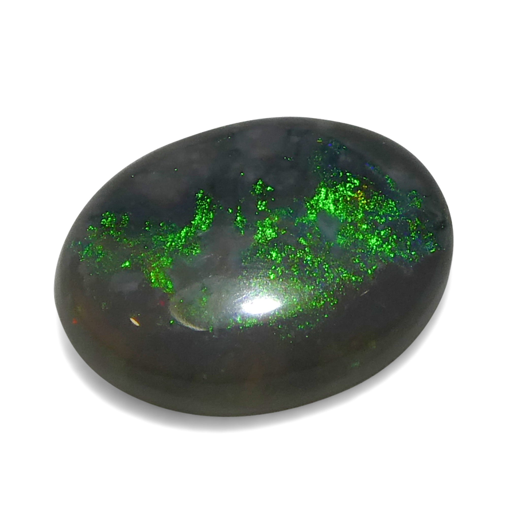 0.8ct Gray Oval Cabochon Opal from Australia, rare gemstone with play of color by SkyJems Canadian gem experts