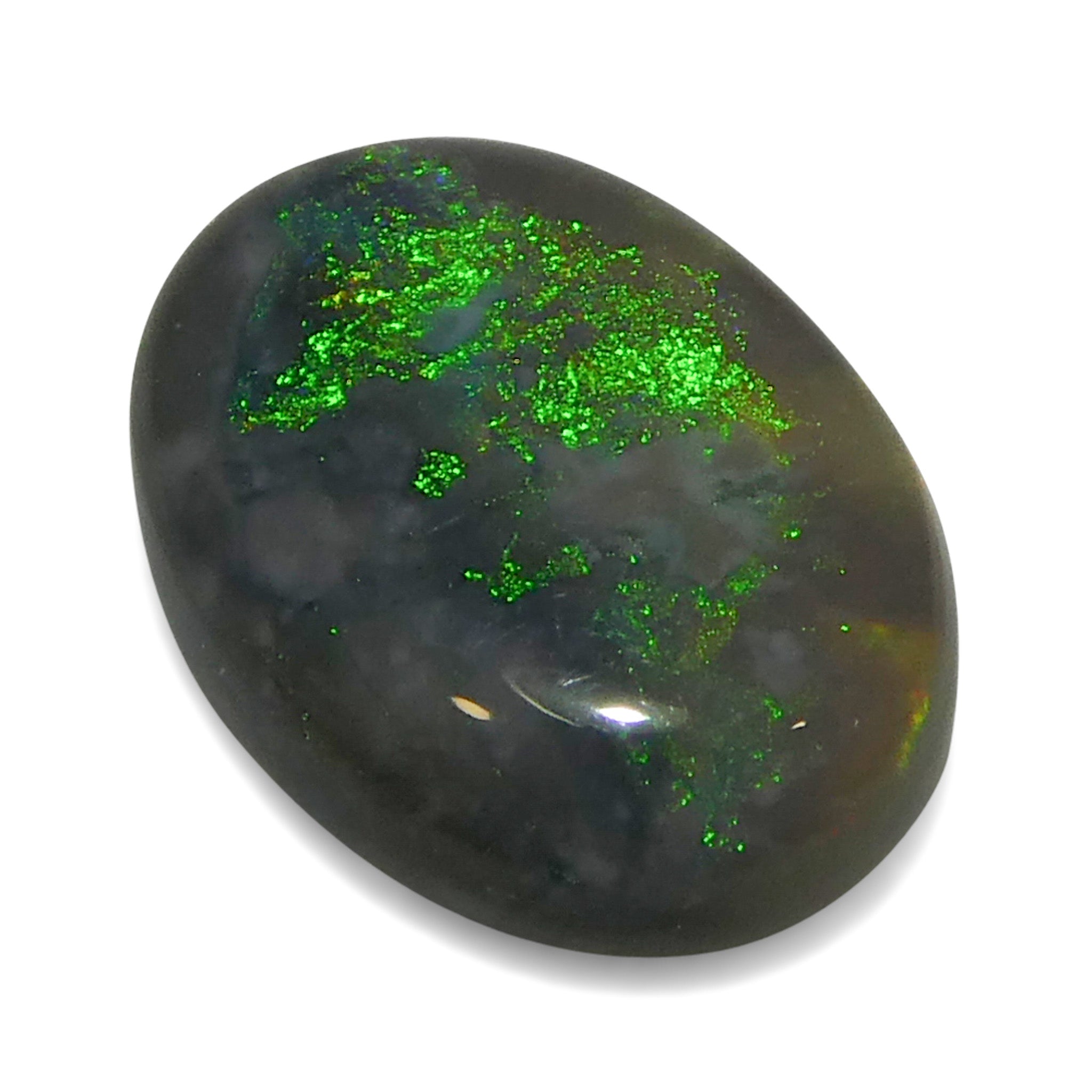 0.8ct Gray Oval Cabochon Opal from Australia, rare gemstone with play of color by SkyJems Canadian gem experts