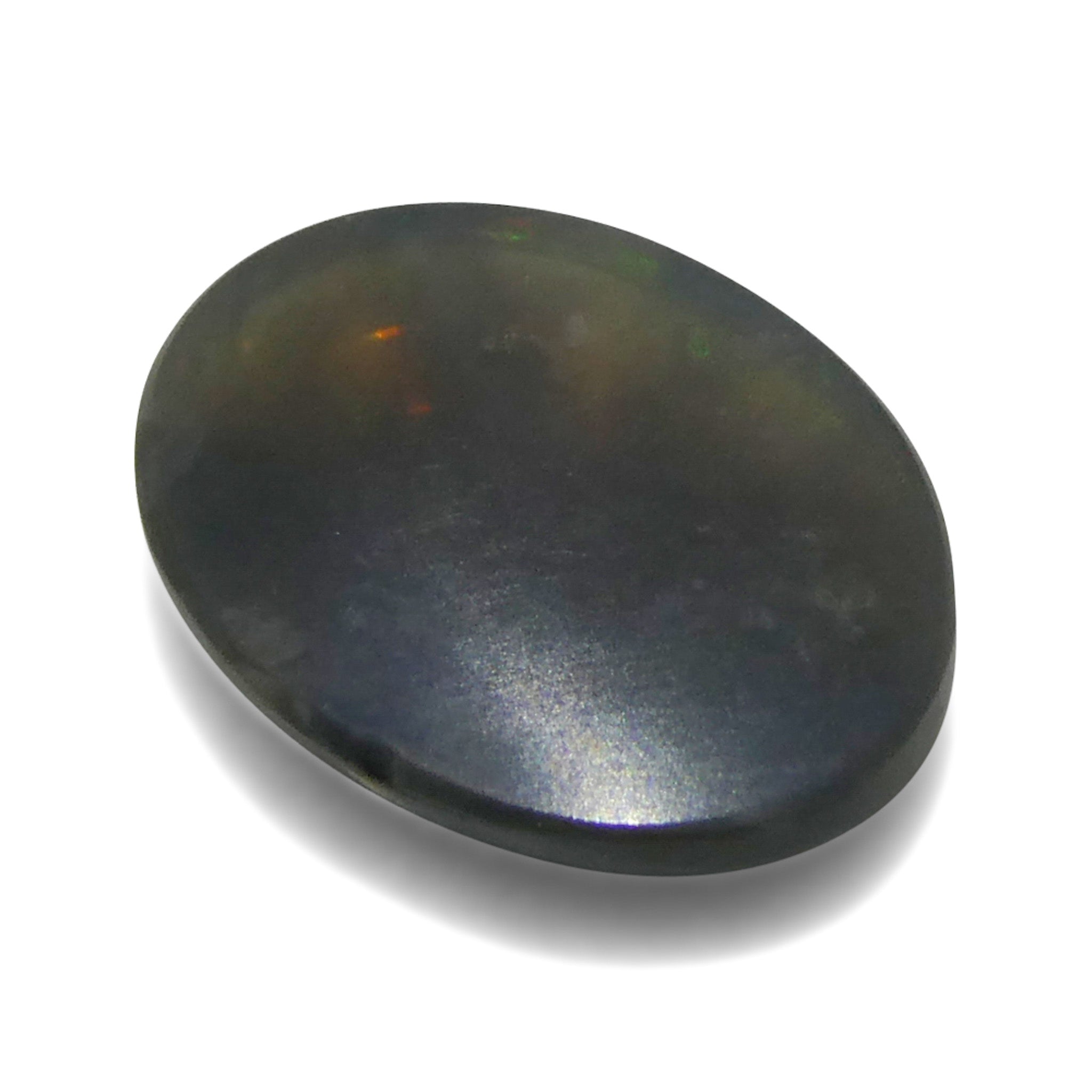 0.8ct Gray Oval Cabochon Opal from Australia, rare gemstone with play of color by SkyJems Canadian gem experts