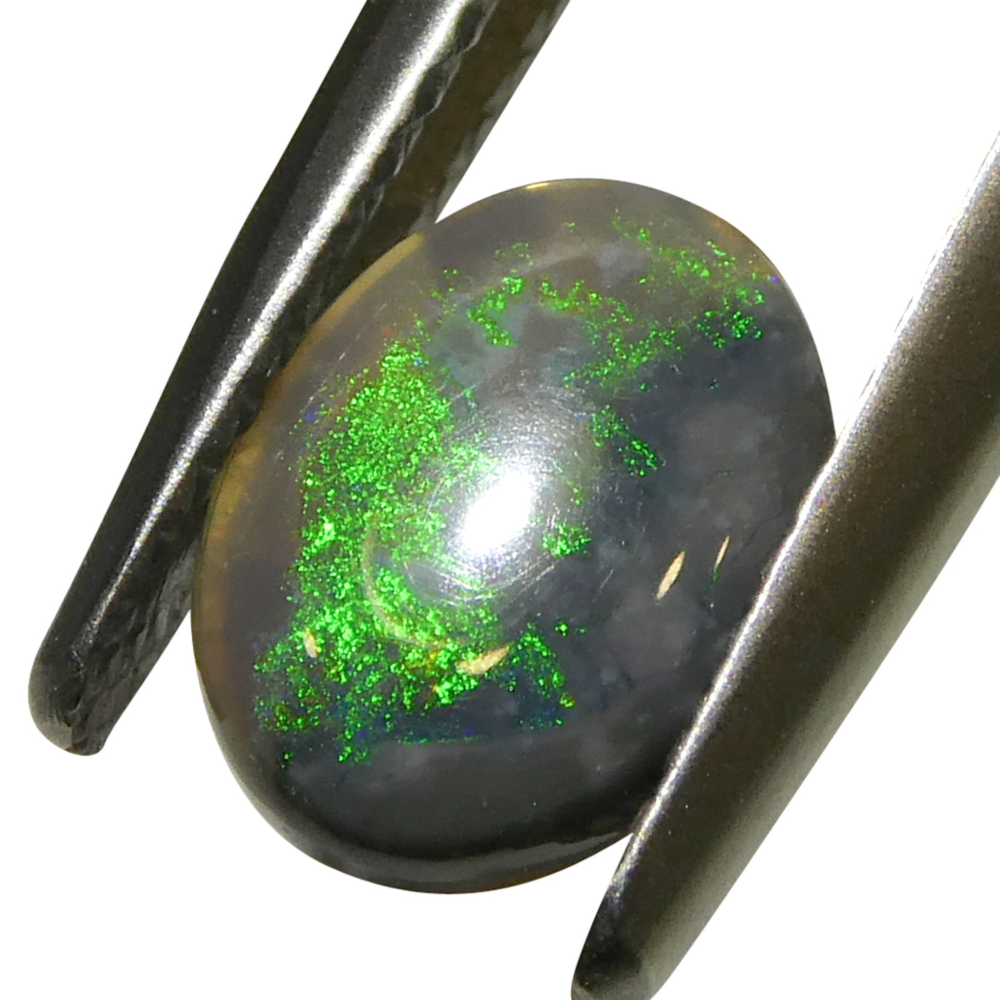 0.8ct Gray Oval Cabochon Opal from Australia, rare gemstone with play of color by SkyJems Canadian gem experts