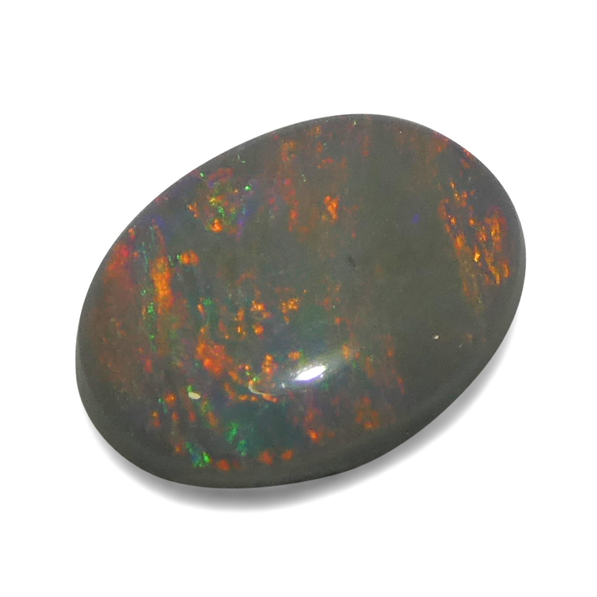 0.67ct Gray Oval Cabochon Opal from Australia with Play of Color, premium gemstone by SkyJems Canadian gem specialists