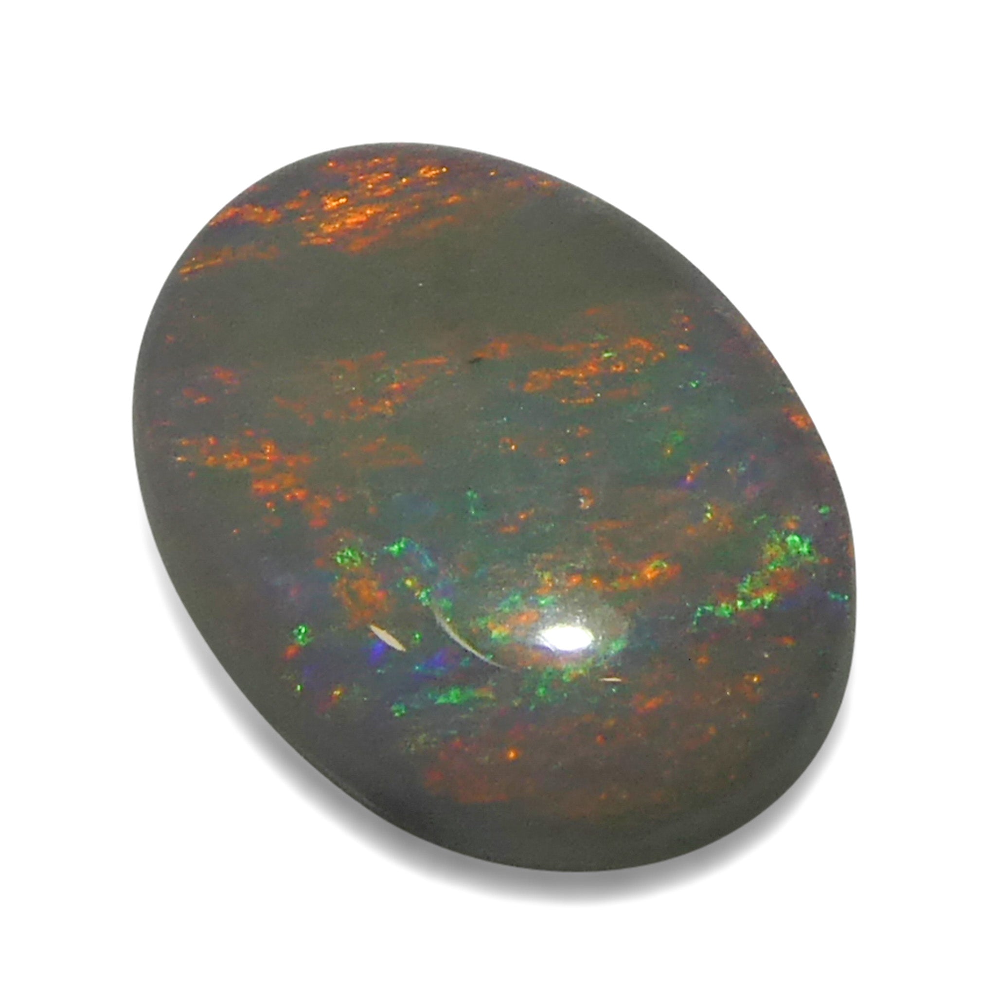 0.67ct Gray Oval Cabochon Opal from Australia with Play of Color, premium gemstone by SkyJems Canadian gem specialists