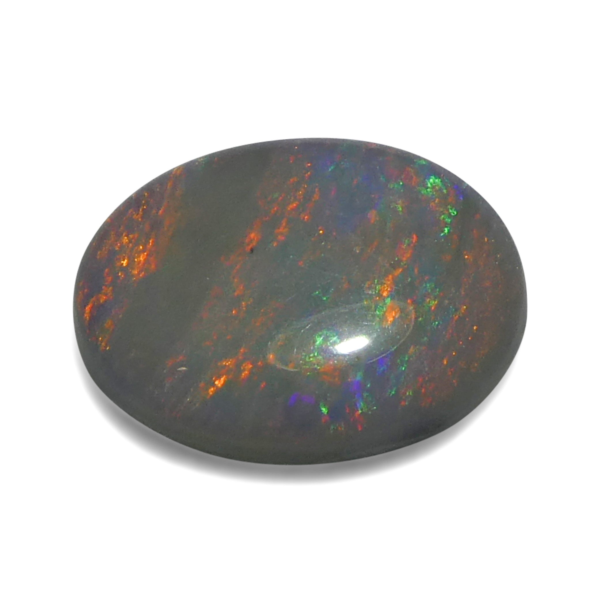 0.67ct Gray Oval Cabochon Opal from Australia with Play of Color, premium gemstone by SkyJems Canadian gem experts