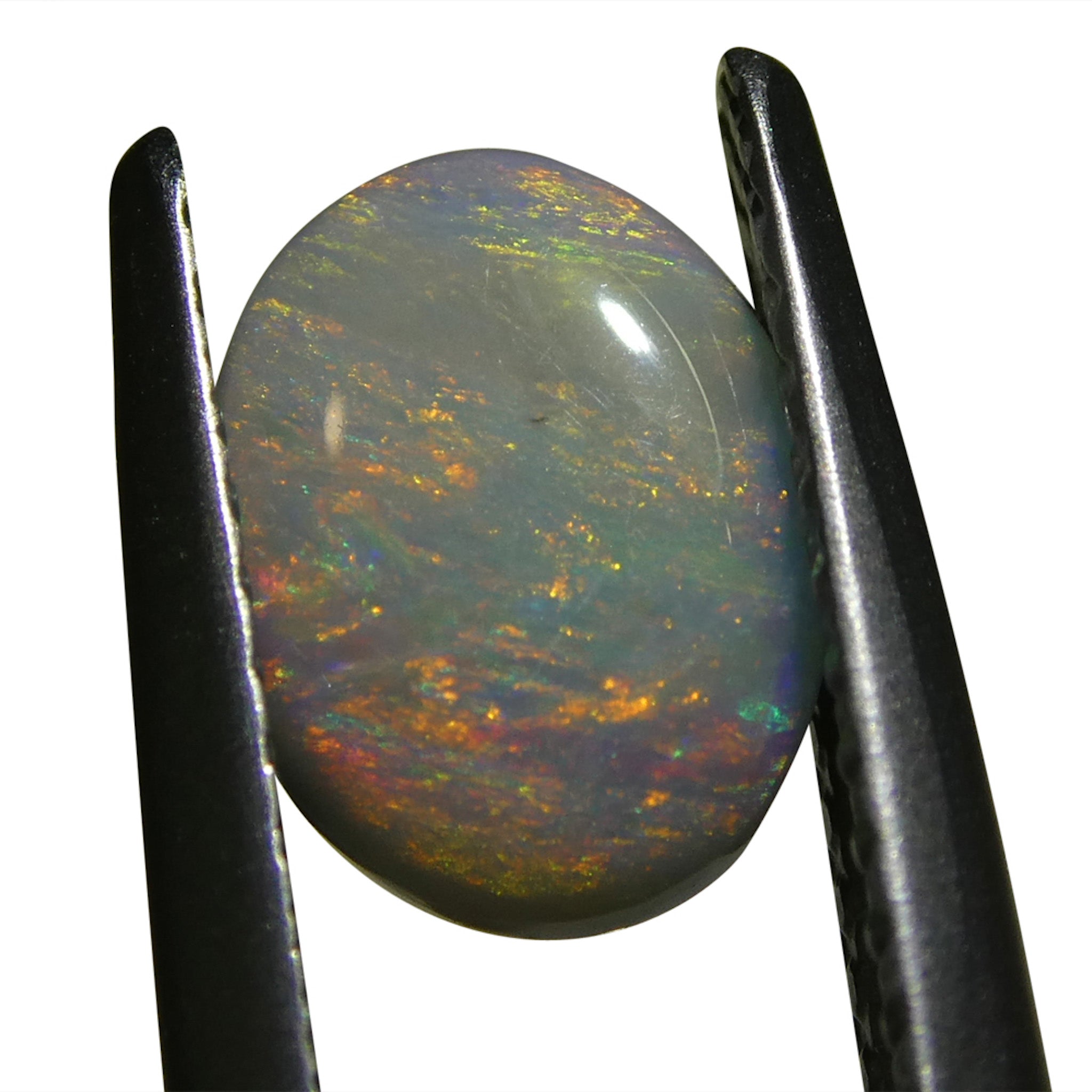 0.67ct Gray Oval Cabochon Opal from Australia with Play of Color, premium gemstone by SkyJems Canadian gem experts