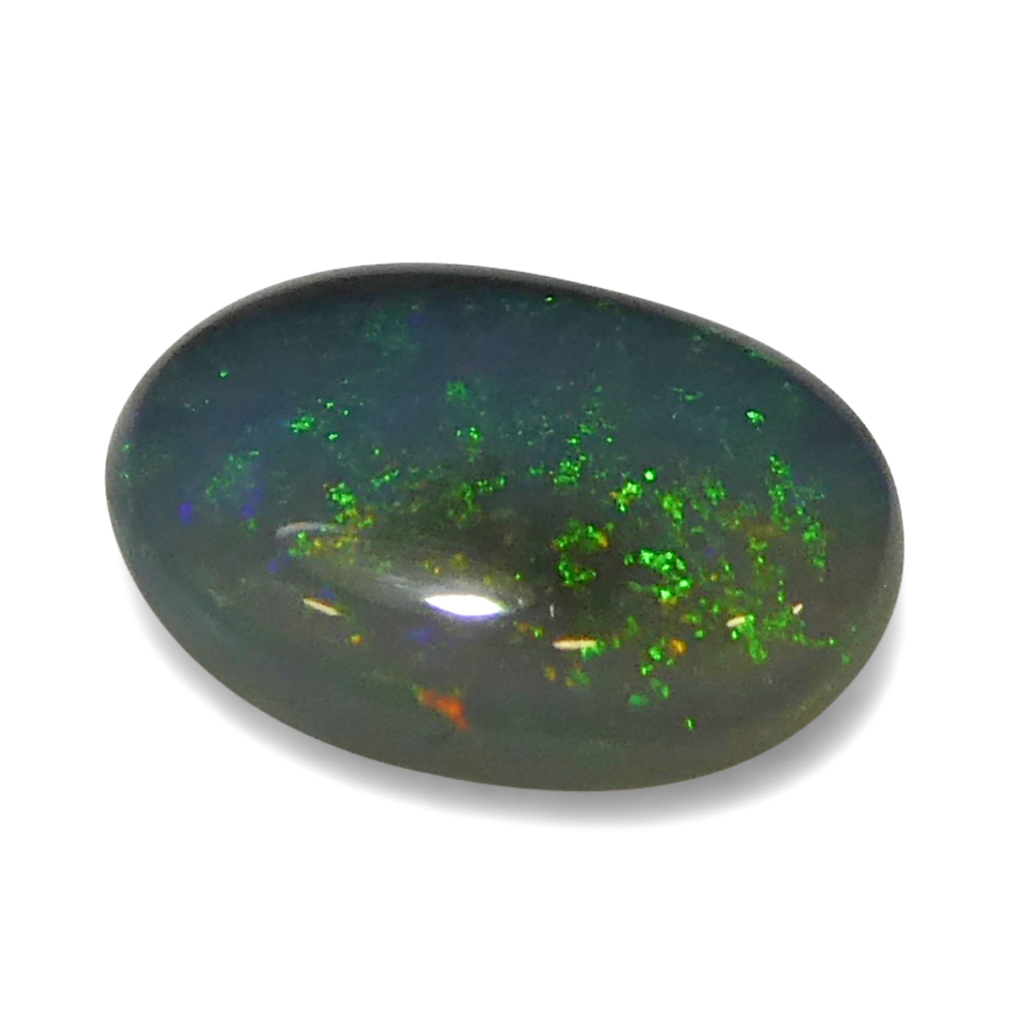0.59ct Gray Oval Cabochon Opal from Australia with Play of Color, premium gemstone by SkyJems Canadian gem specialists
