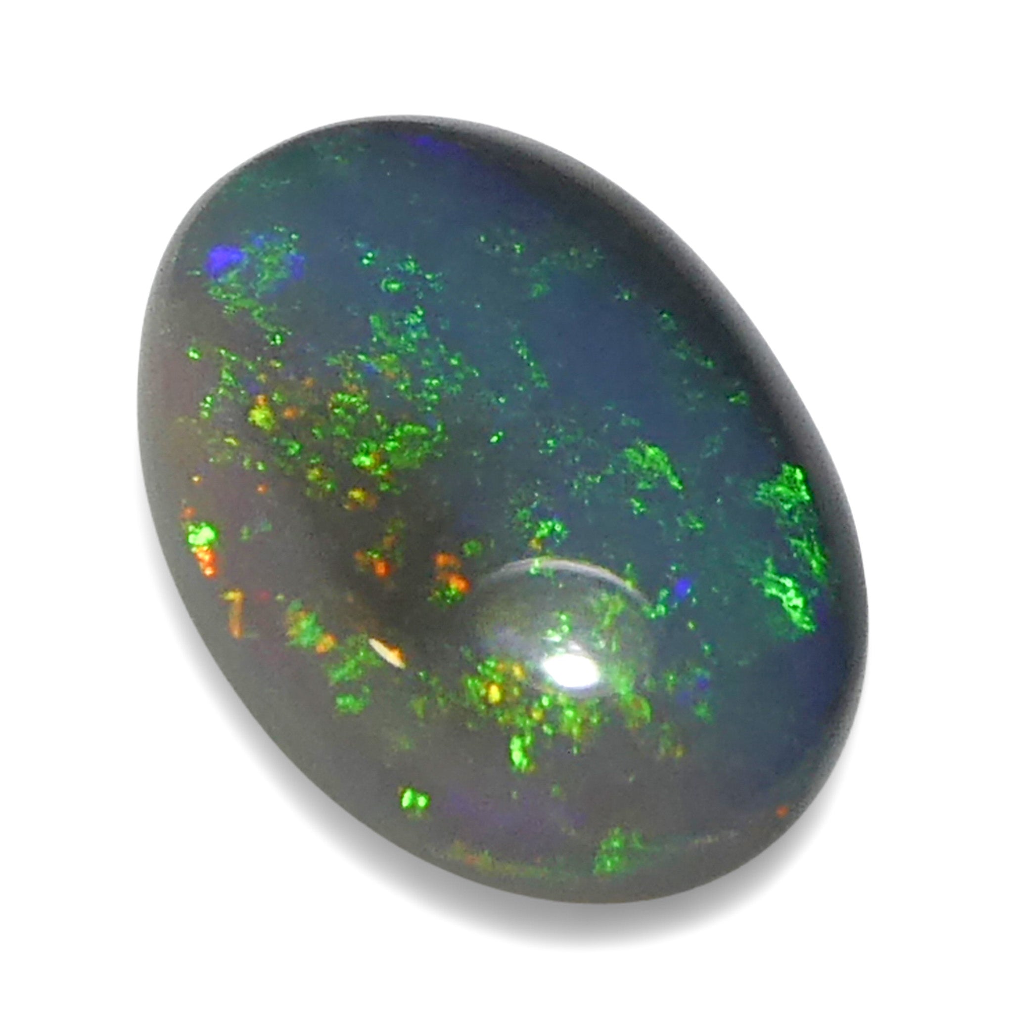 0.59ct Gray Oval Cabochon Opal with Play of Color from Australia, premium gemstone by SkyJems Canadian gem specialists