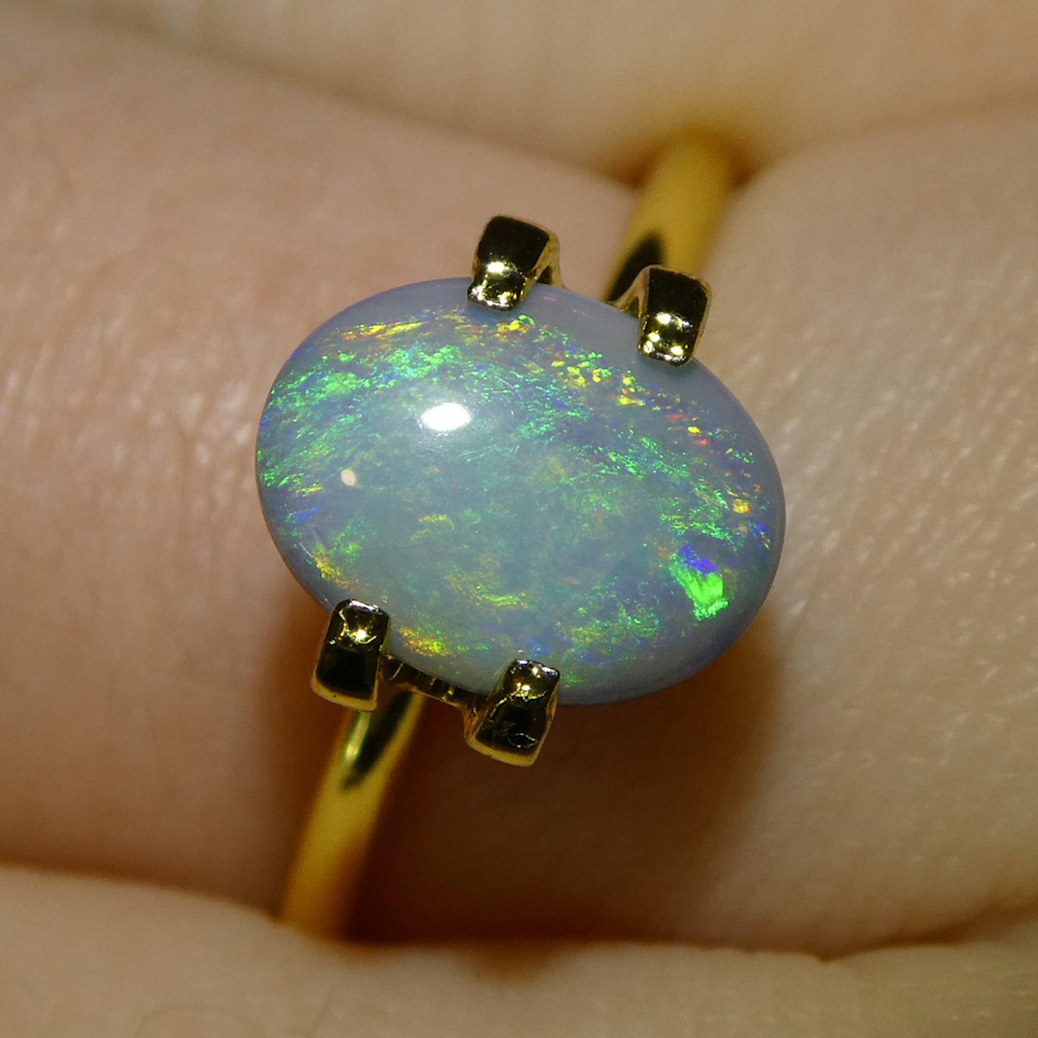 1.06ct Gray Oval Cabochon Opal from Australia with Play of Color, premium gemstone by SkyJems Canadian gem experts