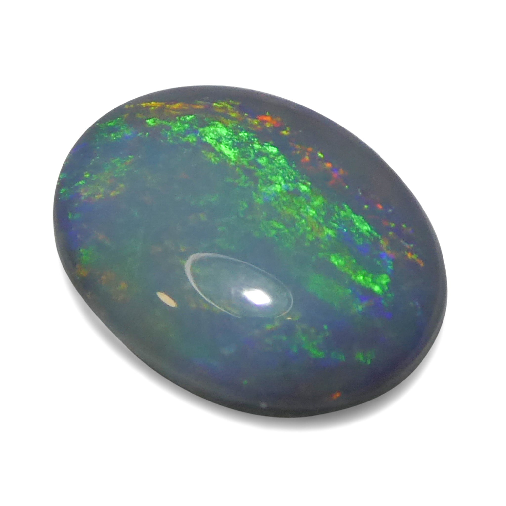 1.06ct Gray Oval Cabochon Opal from Australia with Play of Color, premium gemstone by SkyJems Canadian gem experts
