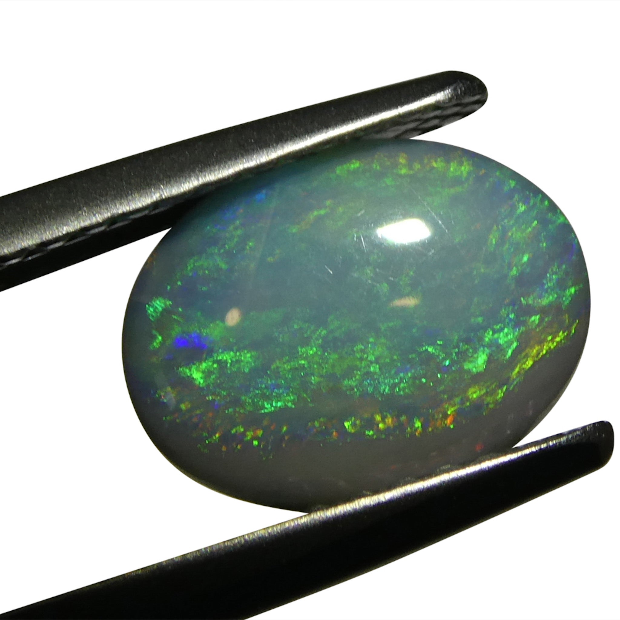 1.06ct Gray Oval Cabochon Opal from Australia with Play of Color, premium gemstone by SkyJems Canadian gem experts