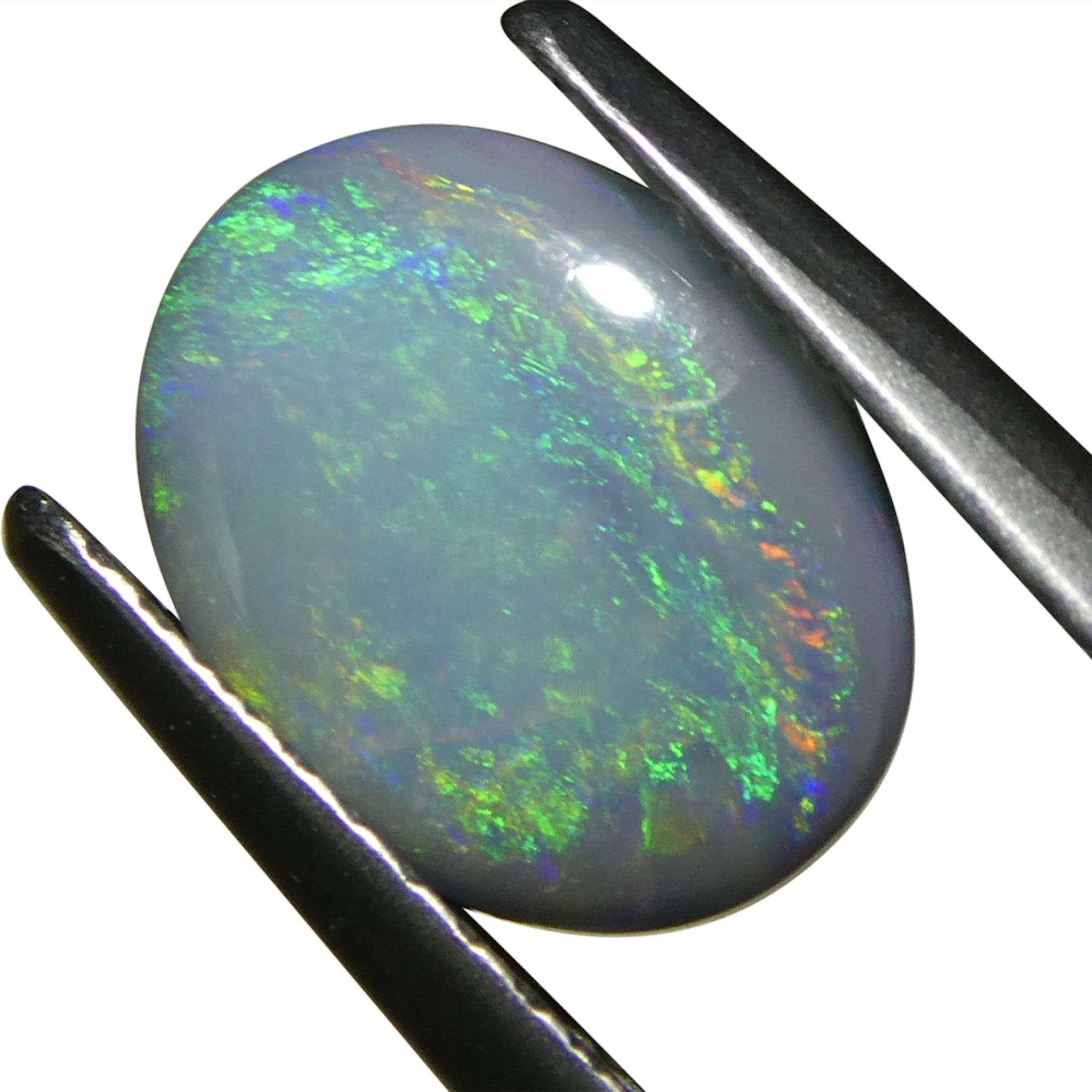 1.06ct Gray Oval Cabochon Opal from Australia with Play of Color, premium gemstone by SkyJems Canadian gem experts