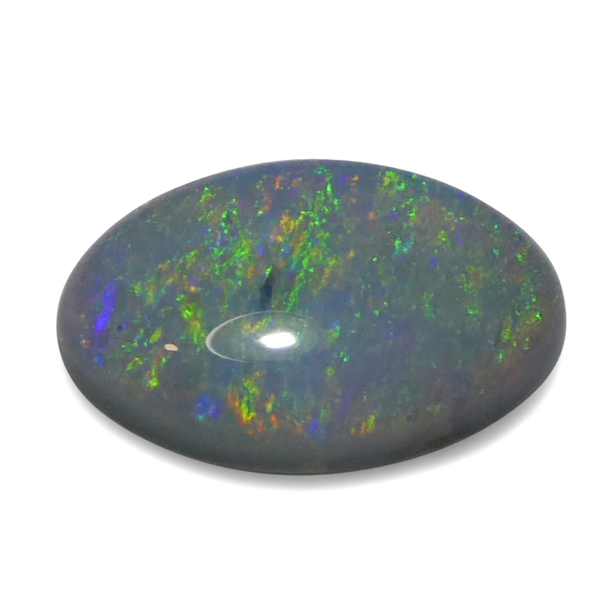 0.71ct Gray Oval Cabochon Opal from Australia with Play of Color, premium gemstone by SkyJems Canadian gem experts