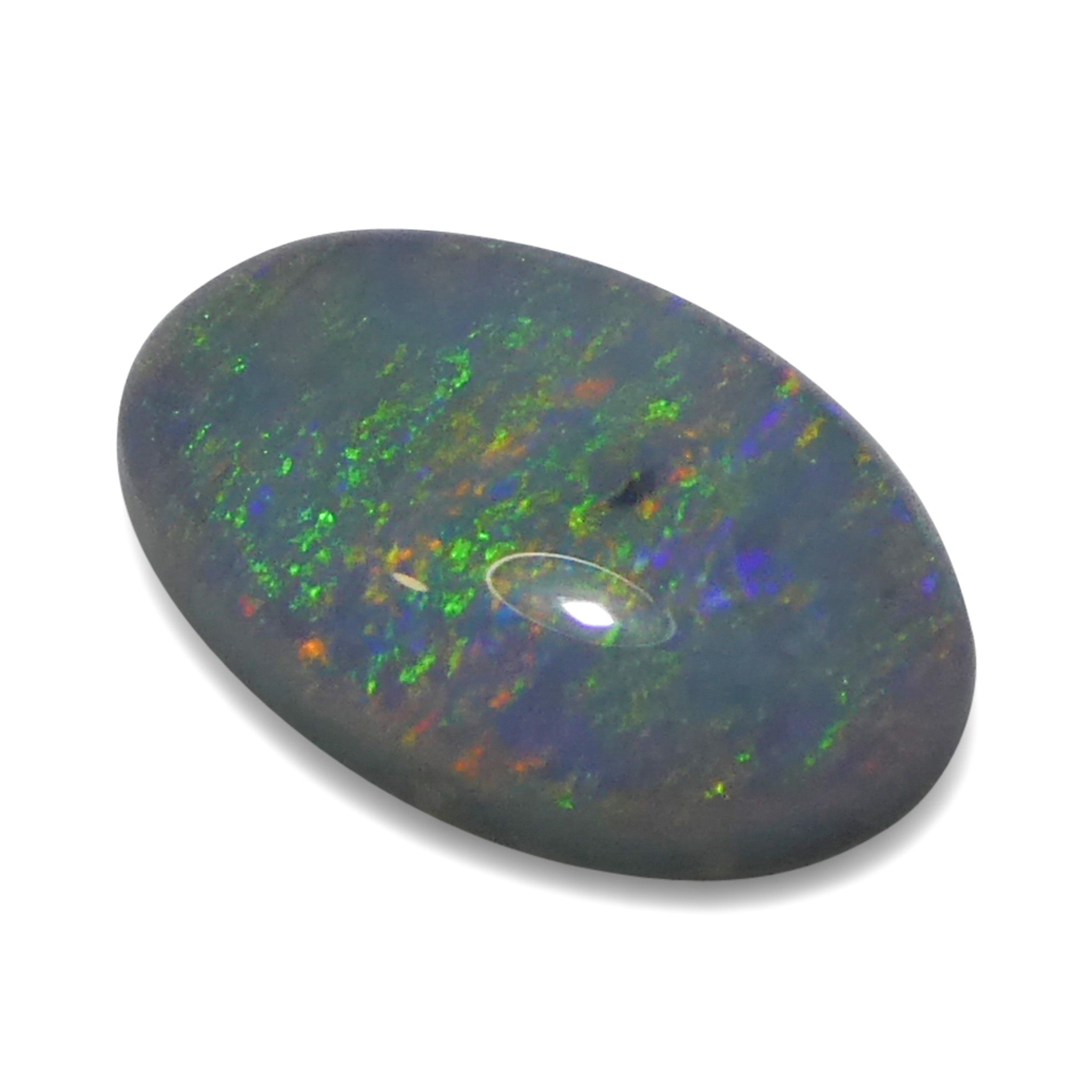 0.71ct Gray Oval Cabochon Opal from Australia with Play of Color, premium gemstone by SkyJems Canadian gem experts