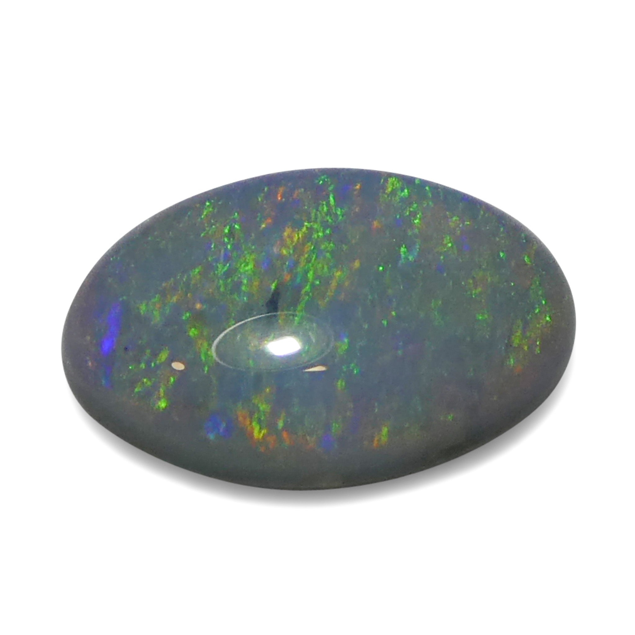 0.71ct Gray Oval Cabochon Opal with Play of Color from Australia, premium gemstone by SkyJems Canadian gem experts