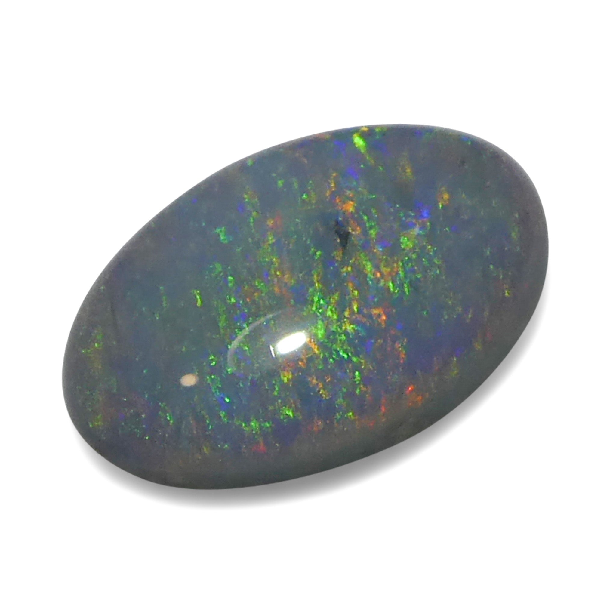 0.71ct Gray Oval Cabochon Opal from Australia with Play of Color, premium gemstone by SkyJems Canadian gem specialists