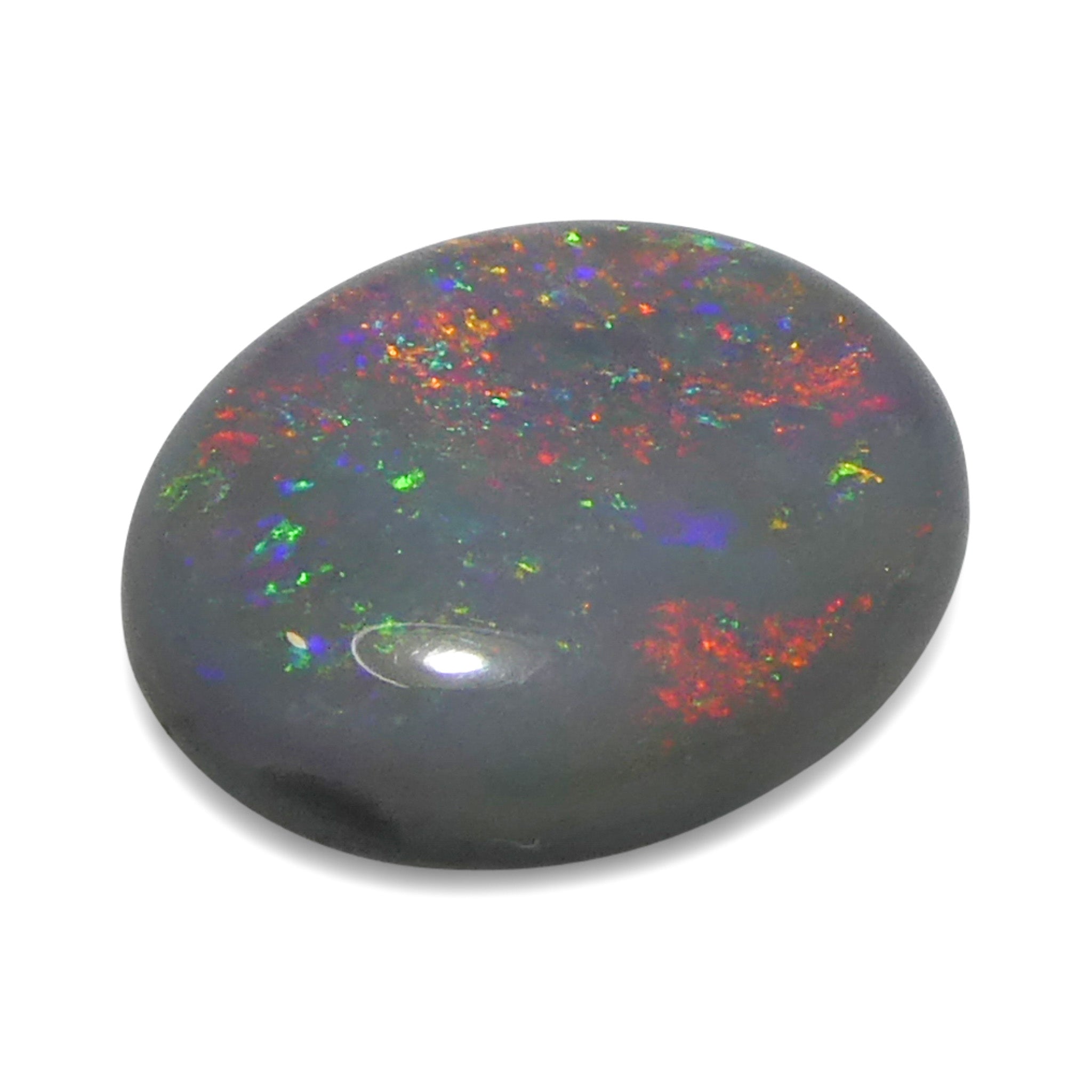 0.73ct Gray Oval Cabochon Opal from Australia with Play of Color, premium gemstone by SkyJems Canadian gem experts