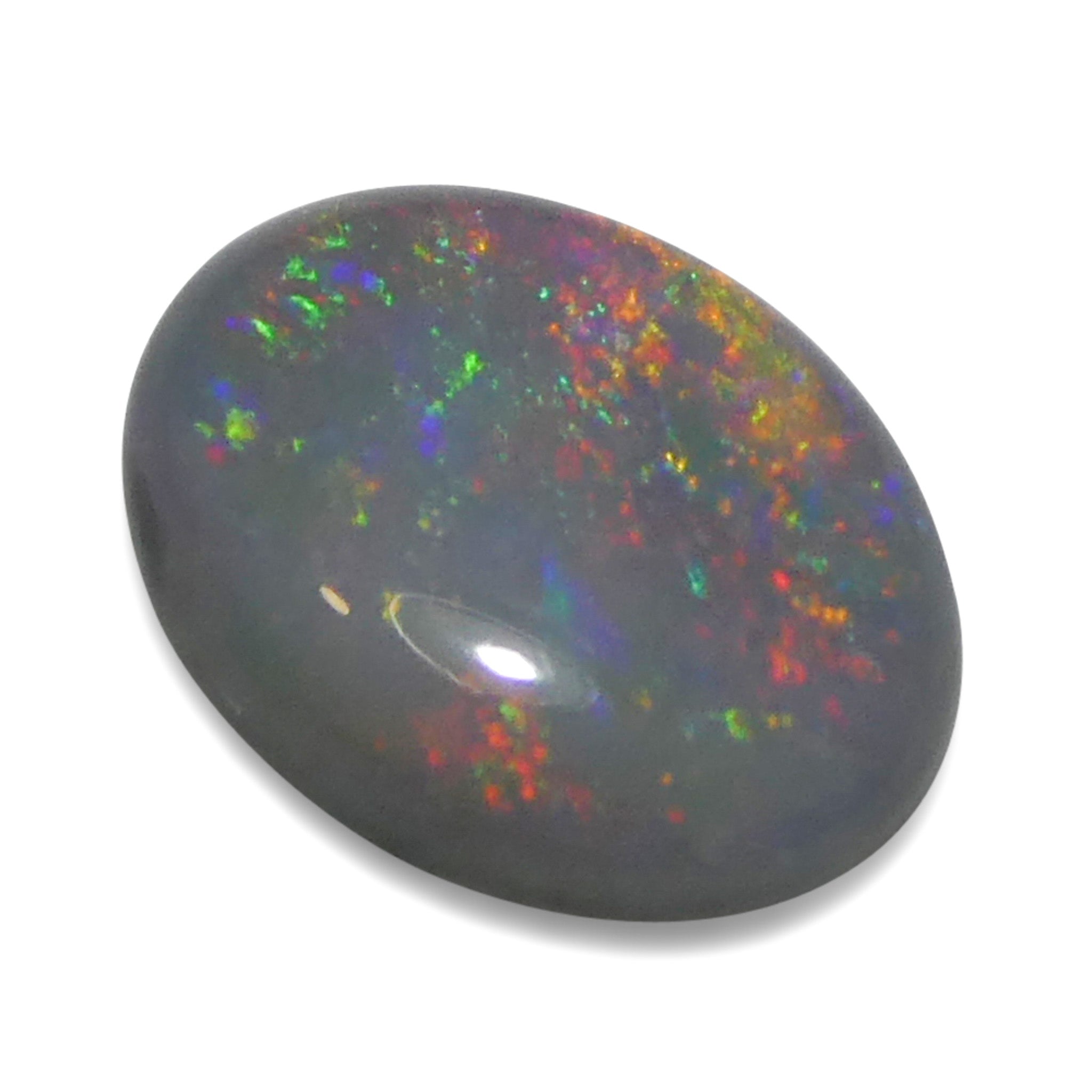 0.73ct Gray Oval Cabochon Opal from Australia with Play of Color, premium gemstone by SkyJems Canadian gem experts