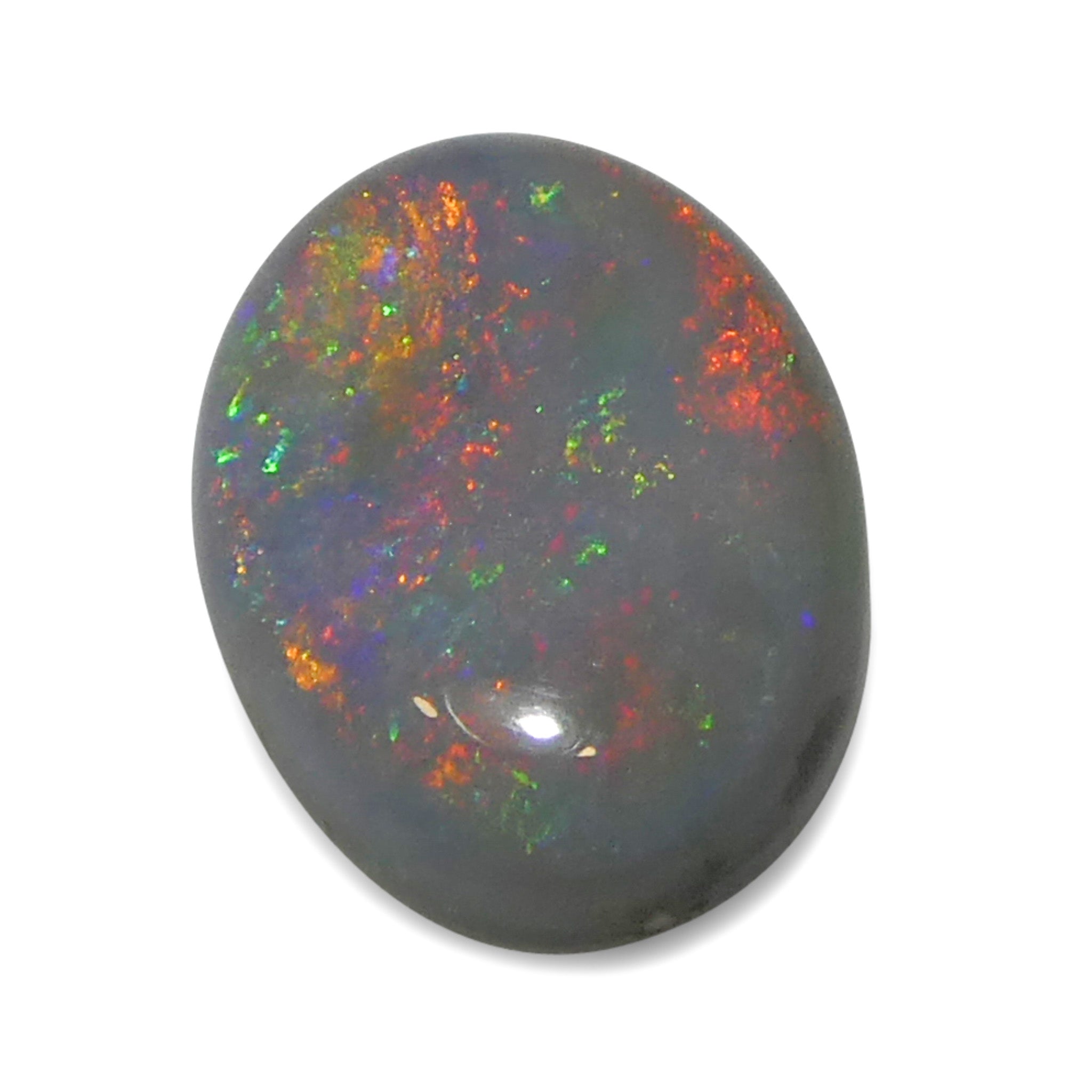 0.73ct Gray Oval Cabochon Opal from Australia with Play of Color, premium gemstone by SkyJems Canadian gem experts
