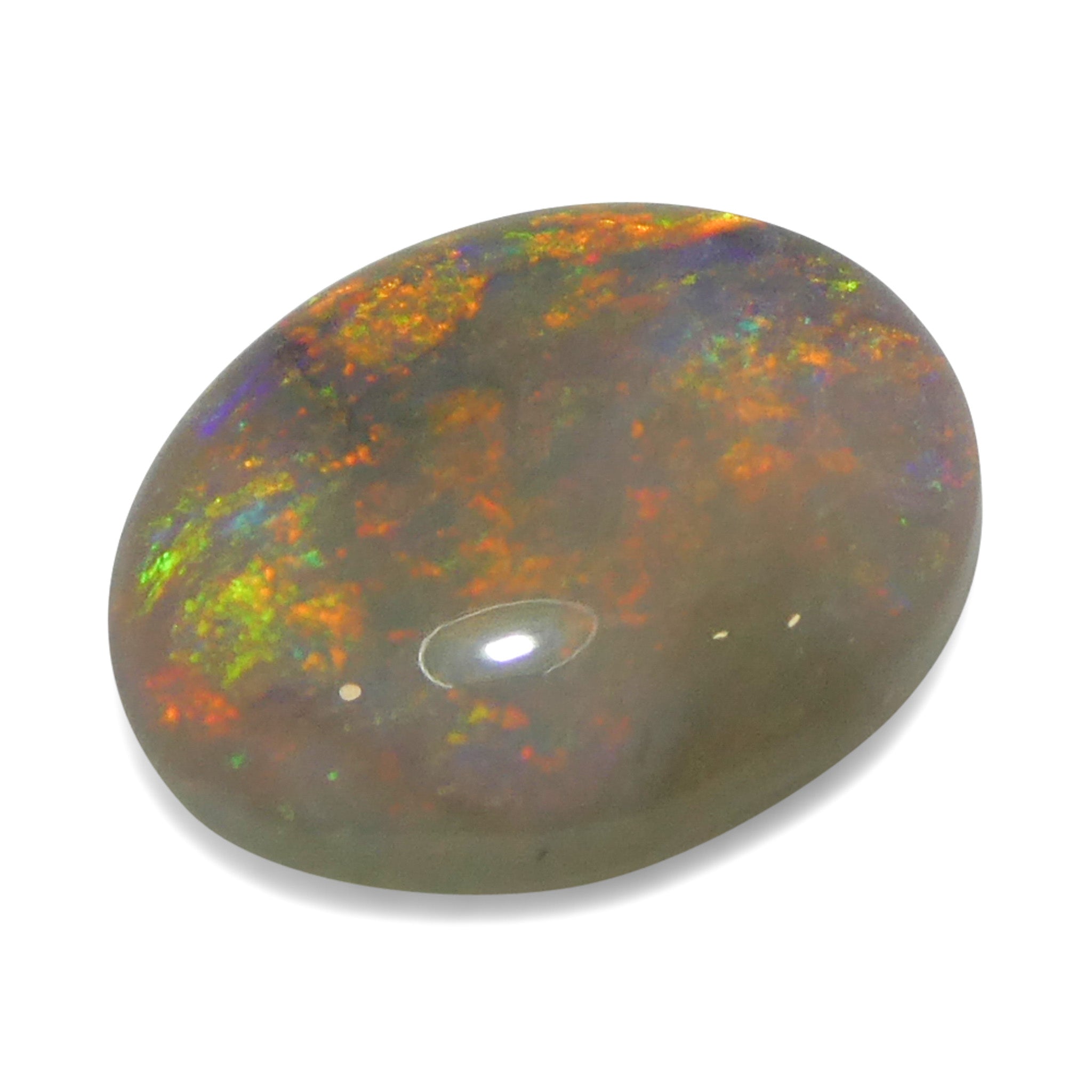 SkyJems 1.01ct White Opal Cabochon from Australia with Vibrant Play of Color, Oval Cut Gemstone