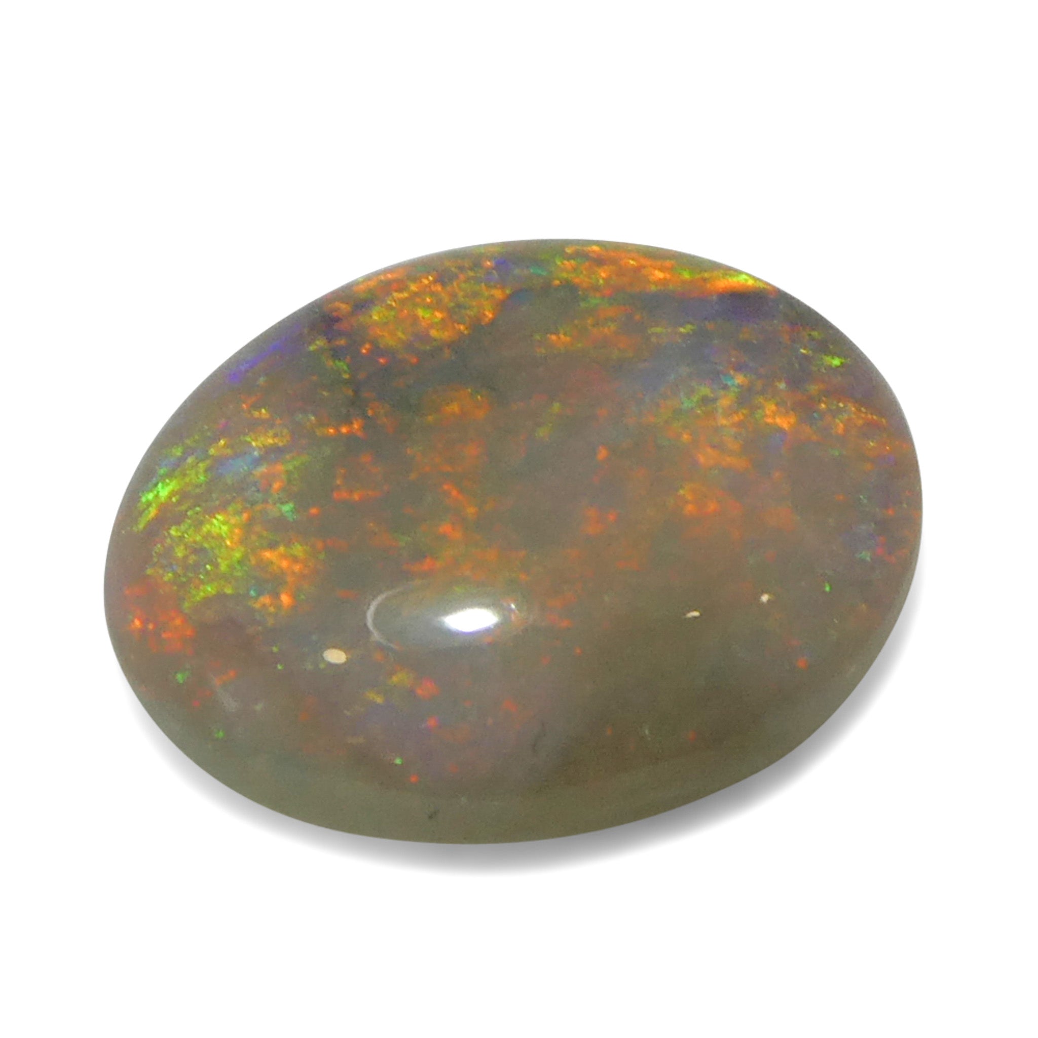 SkyJems 1.01ct White Opal Cabochon from Australia with vibrant play of color, oval-cut gemstone