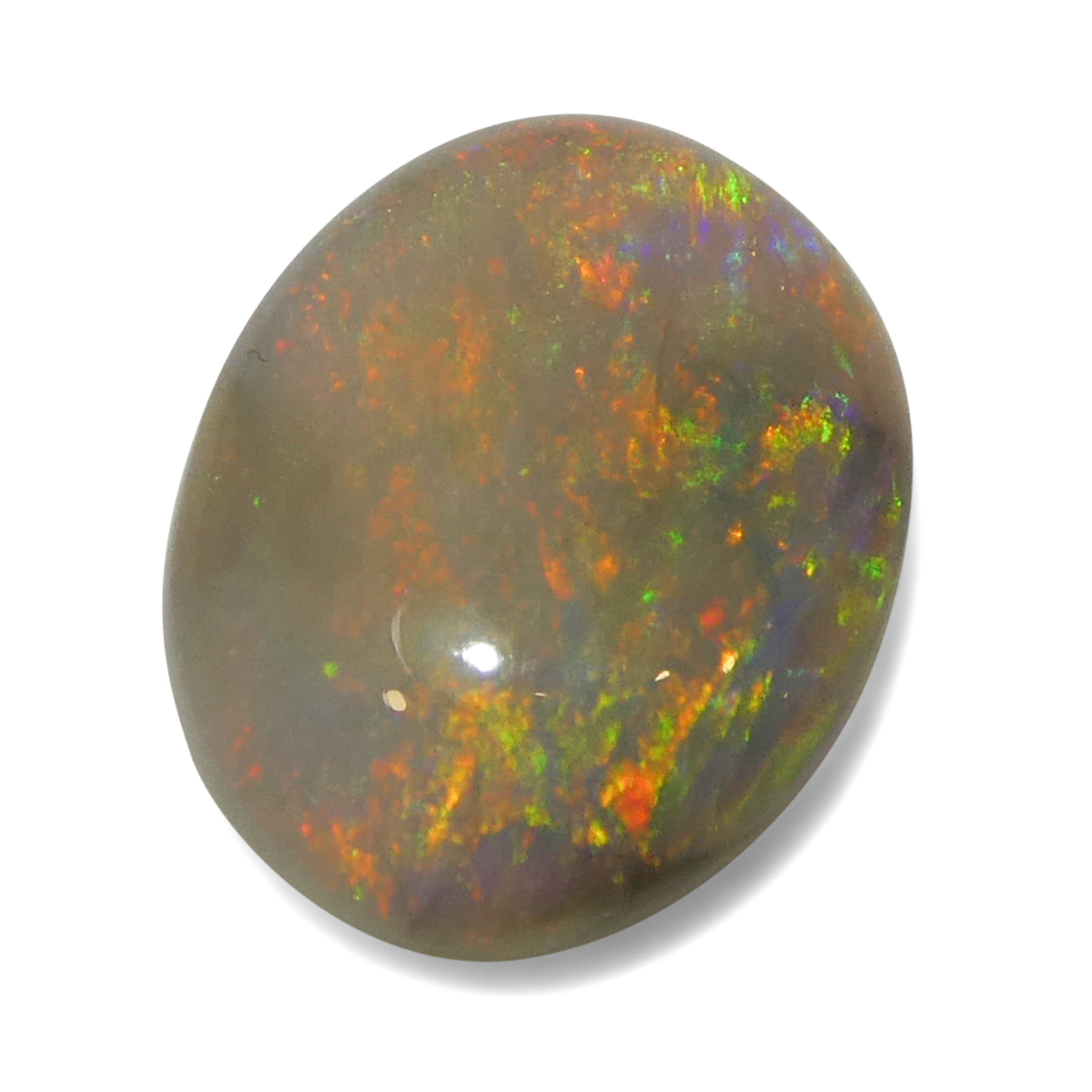 SkyJems 1.01ct White Opal Cabochon from Australia with Vibrant Play of Color, Oval Cut Gemstone
