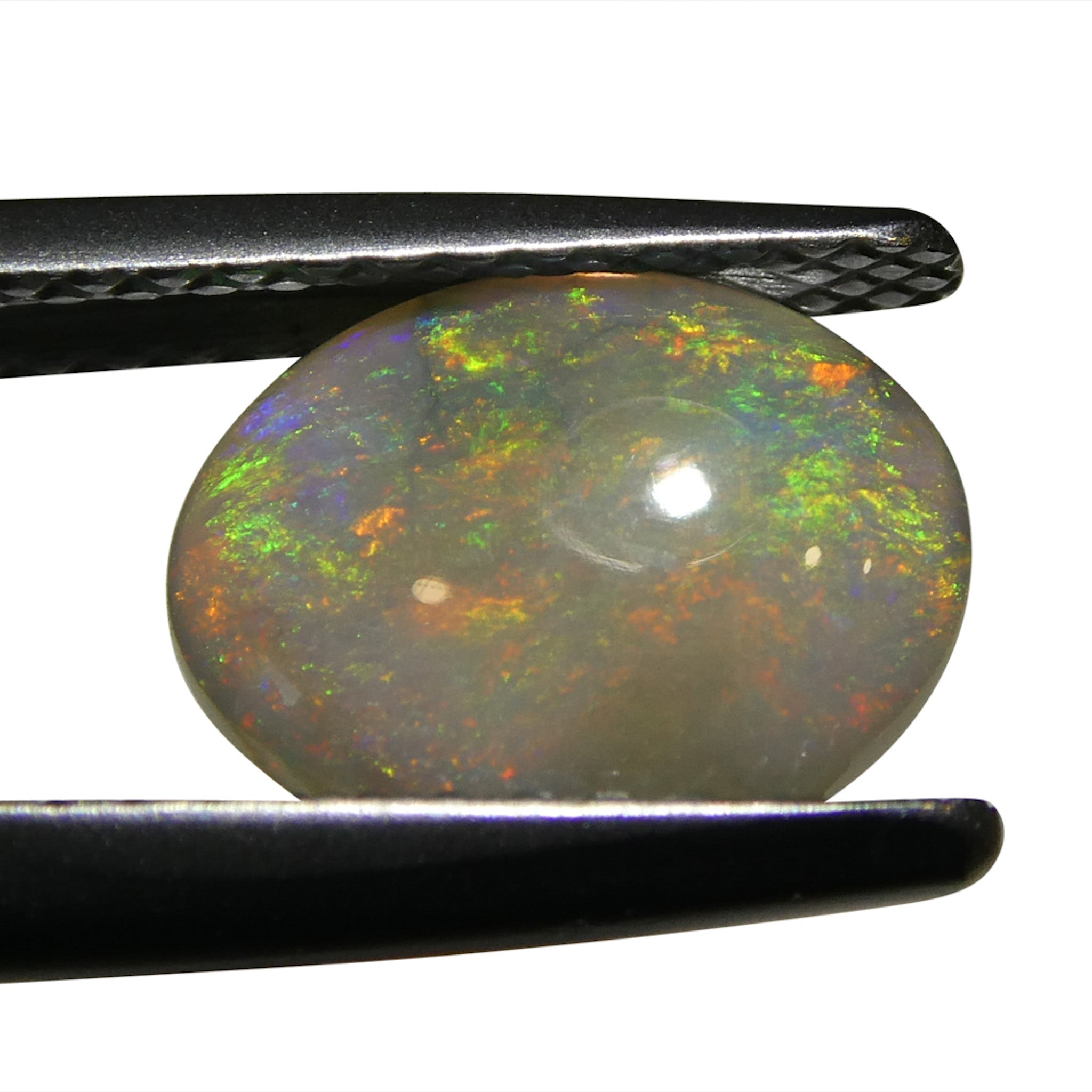 SkyJems 1.01ct White Opal Cabochon from Australia with Vibrant Play of Color, Oval Cut Gemstone