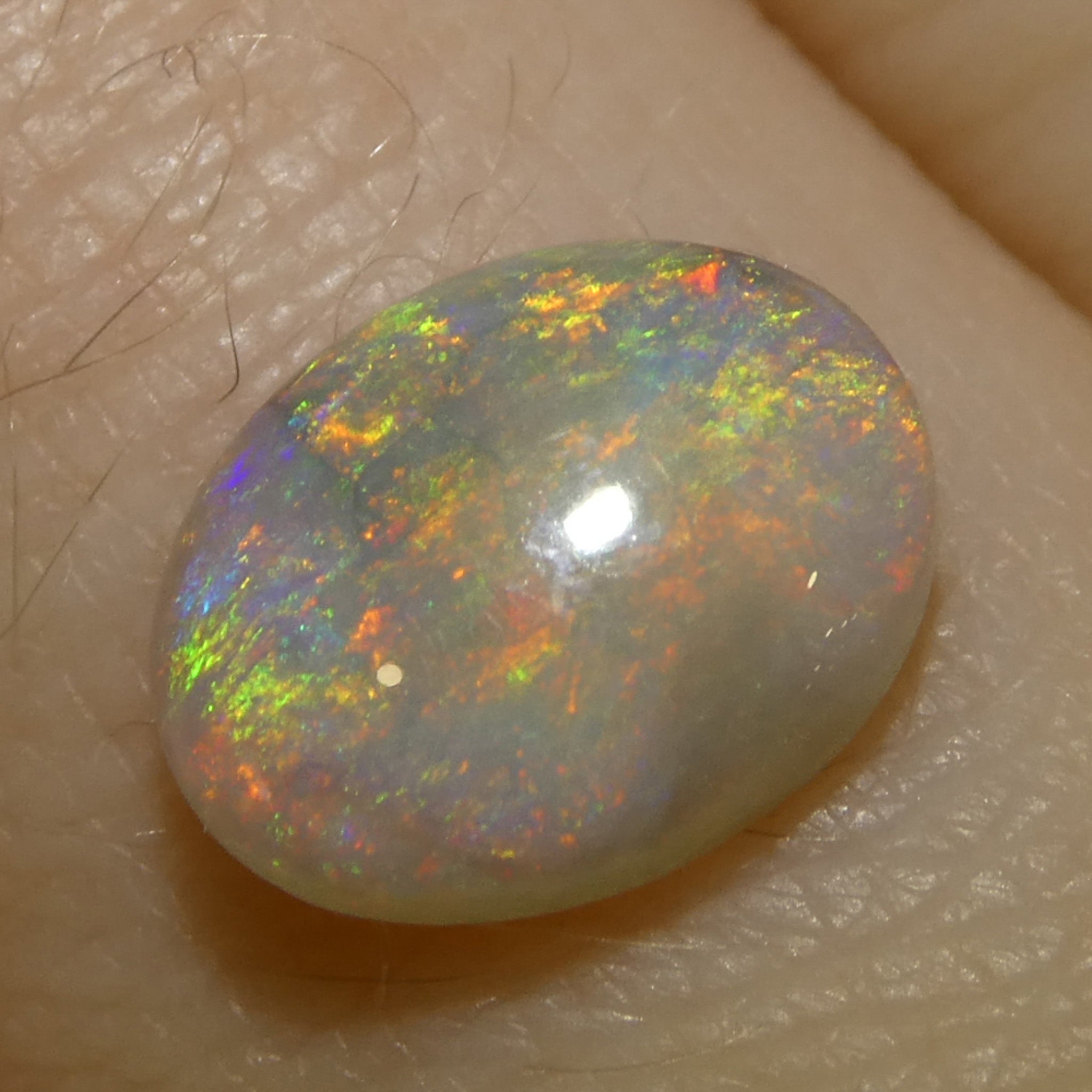 SkyJems 1.01ct White Opal Cabochon with Play of Color from Australia, premium gemstone with vibrant multi-color display