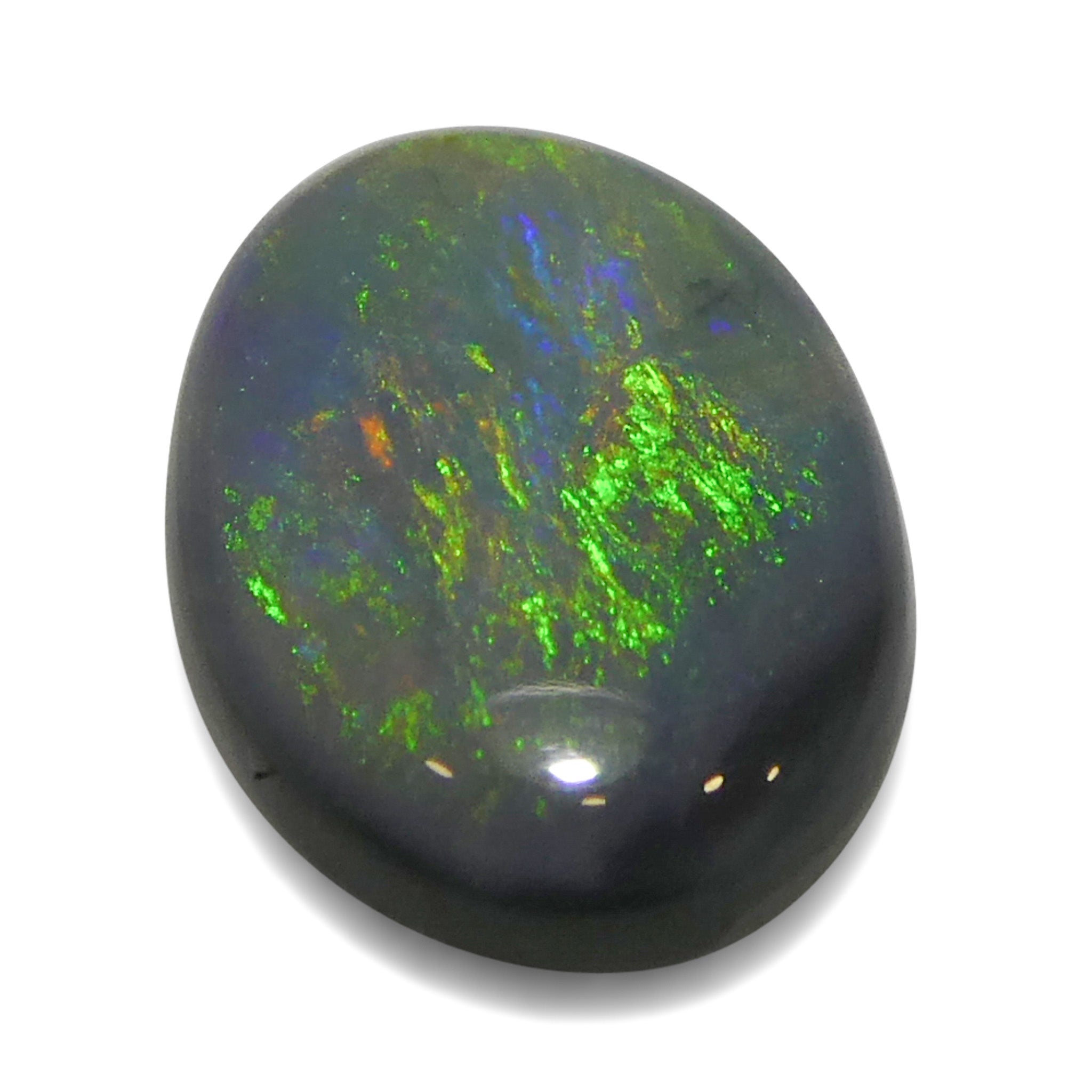 0.64ct Gray Oval Cabochon Opal with Play of Color from Australia, premium gemstone by SkyJems Canadian gem specialists